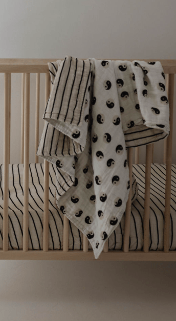 Muslin Quilt | Black & White Yin Yang / Stripe - Tenth & Pine - Quilt - forever french baby