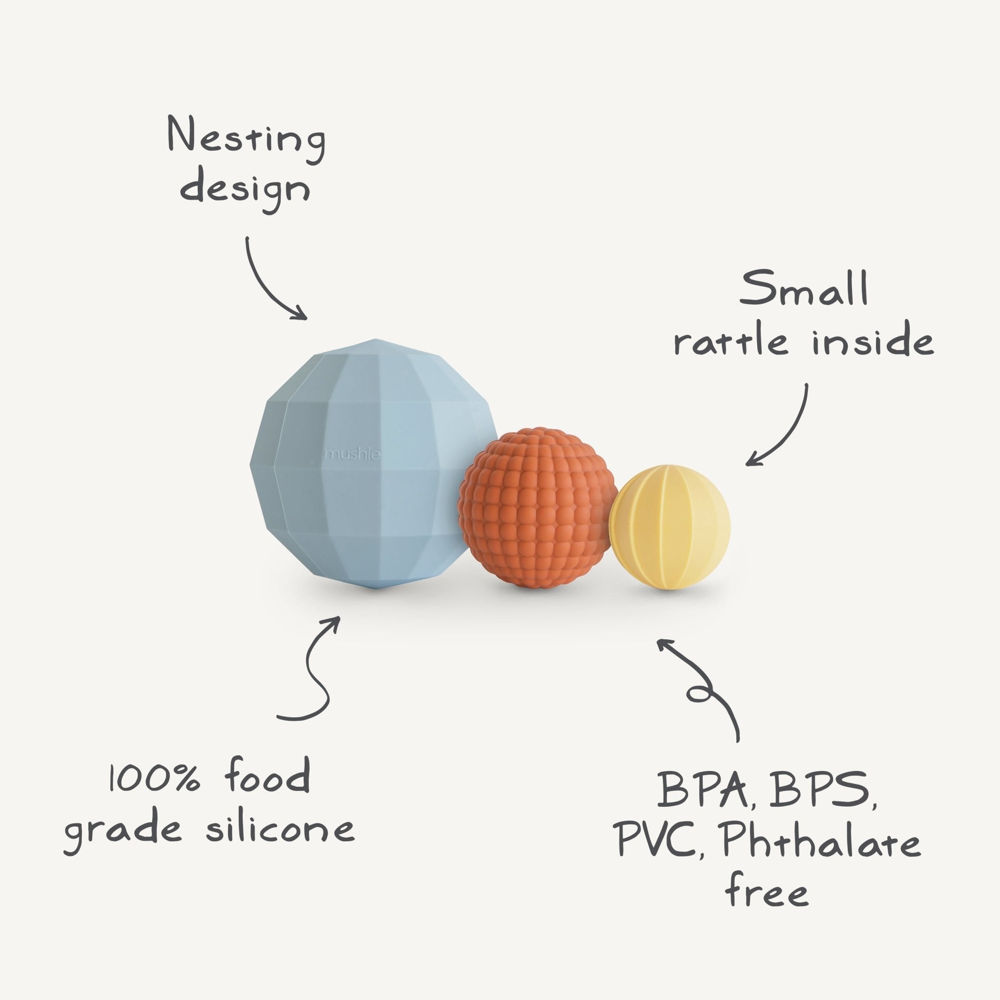 Nesting Spheres Sensory Toy - Tenth & Pine - toys - Blush