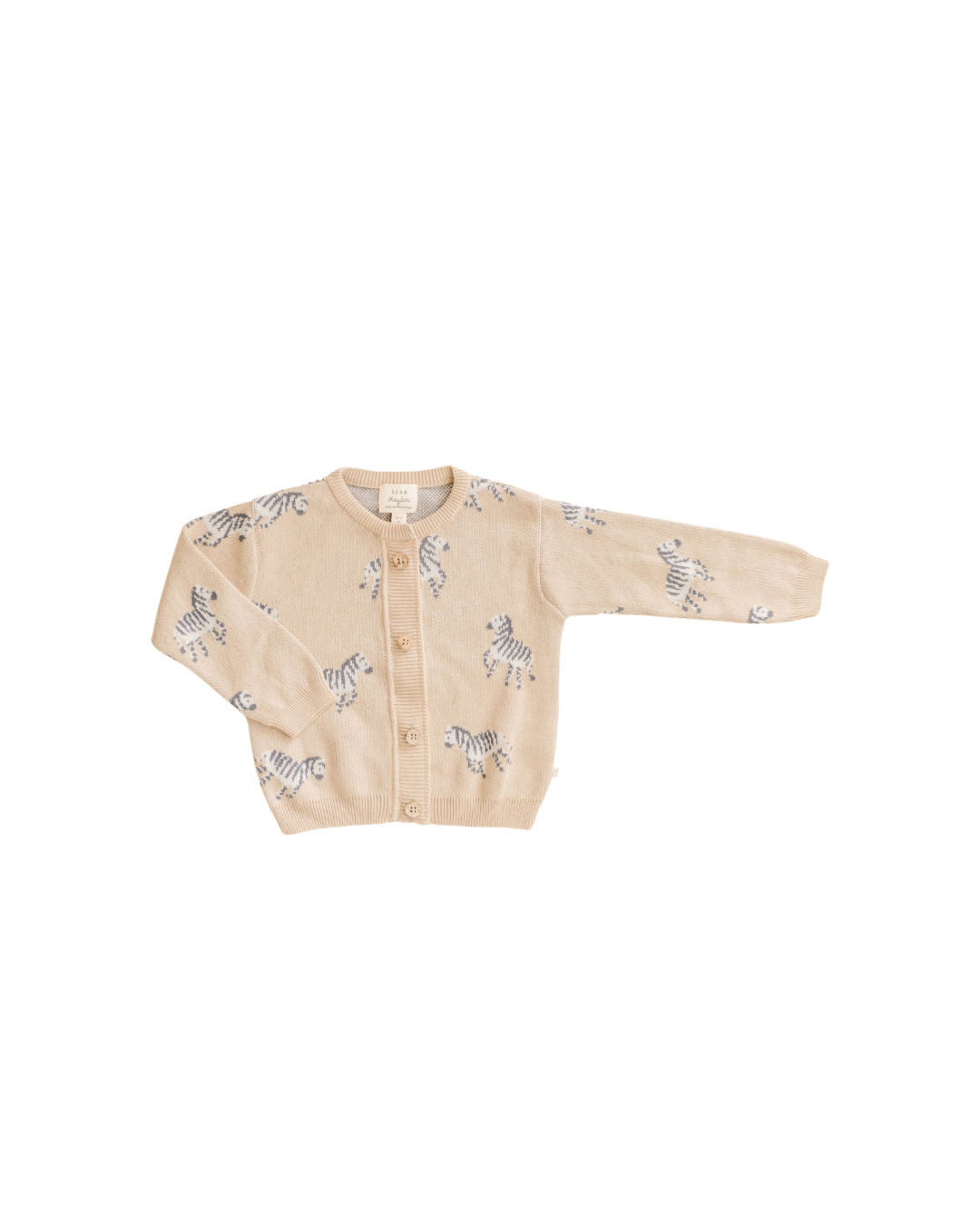 Organic Cotton Knit Jacquard Cardigan in Zebra