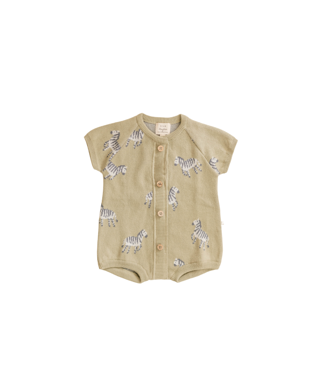 Organic Cotton Knit Jacquard Playsuit in Zebra