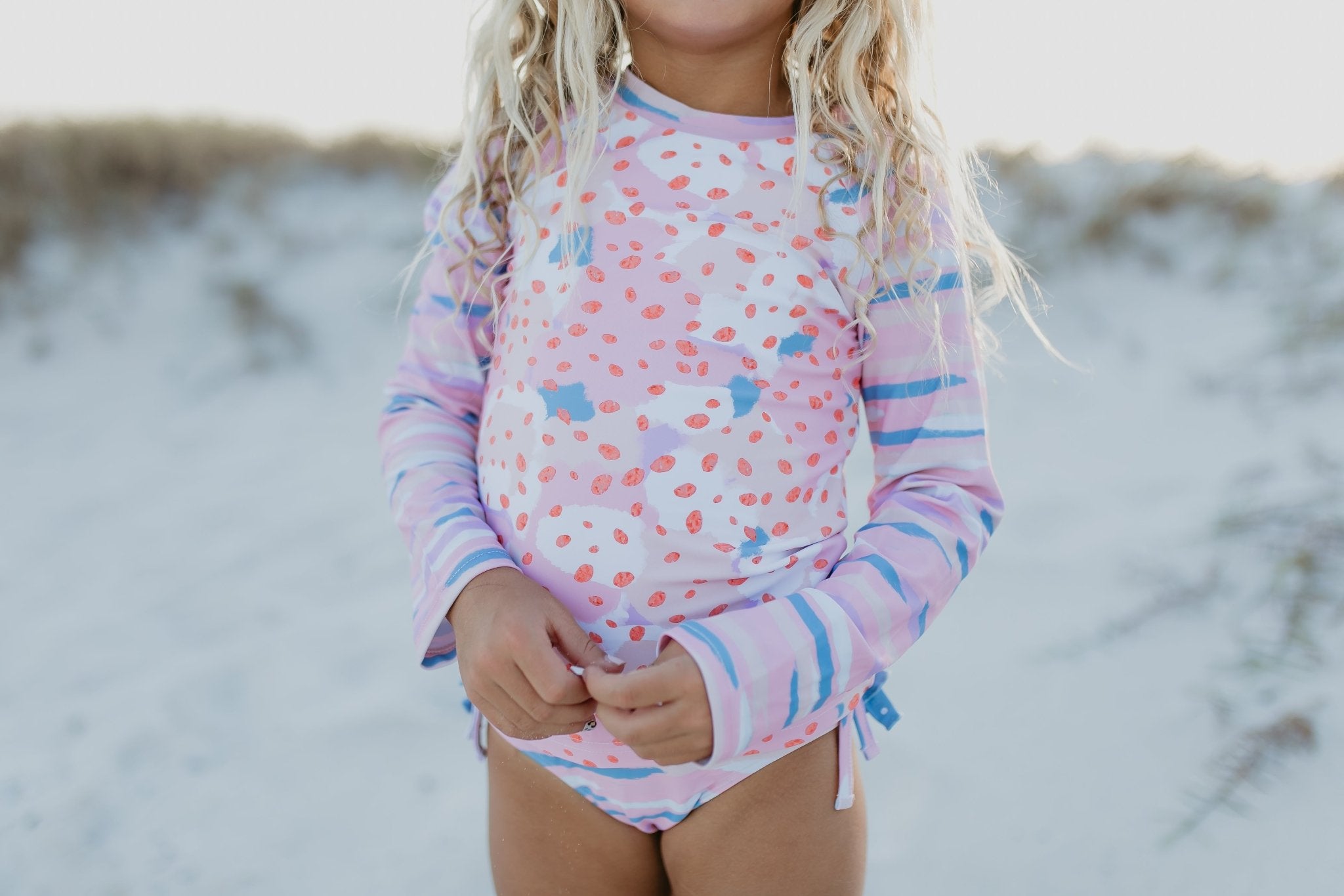 Pink Blue Abstract Long Sleeve Rash Guard Swimsuit - Tenth & Pine - Swimsuit - 2 - Oopsie Daisy