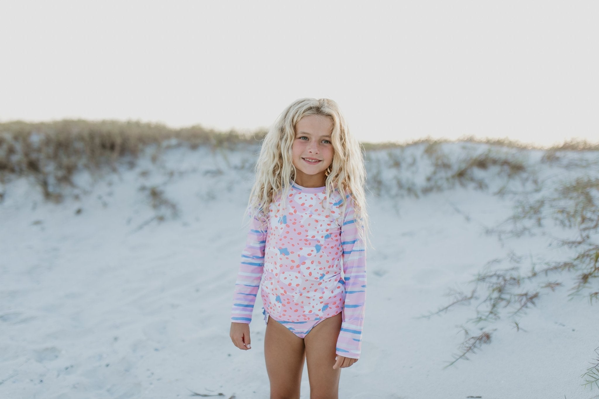 Pink Blue Abstract Long Sleeve Rash Guard Swimsuit - Tenth & Pine - Swimsuit - 2 - Oopsie Daisy