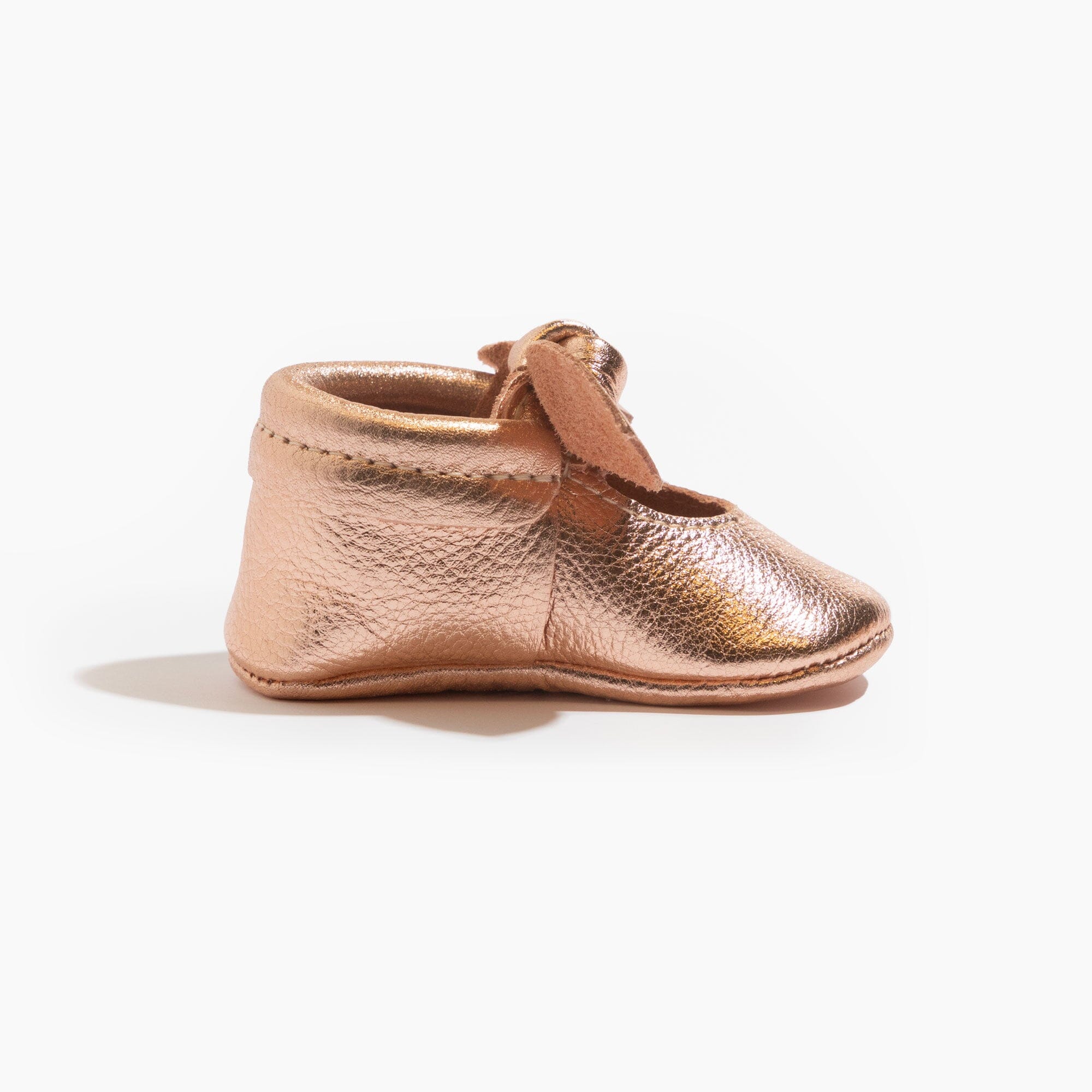 Rose Gold Knotted Bow Baby Shoe - Tenth & Pine - Knotted Bow Mocc - Soft Sole - 1