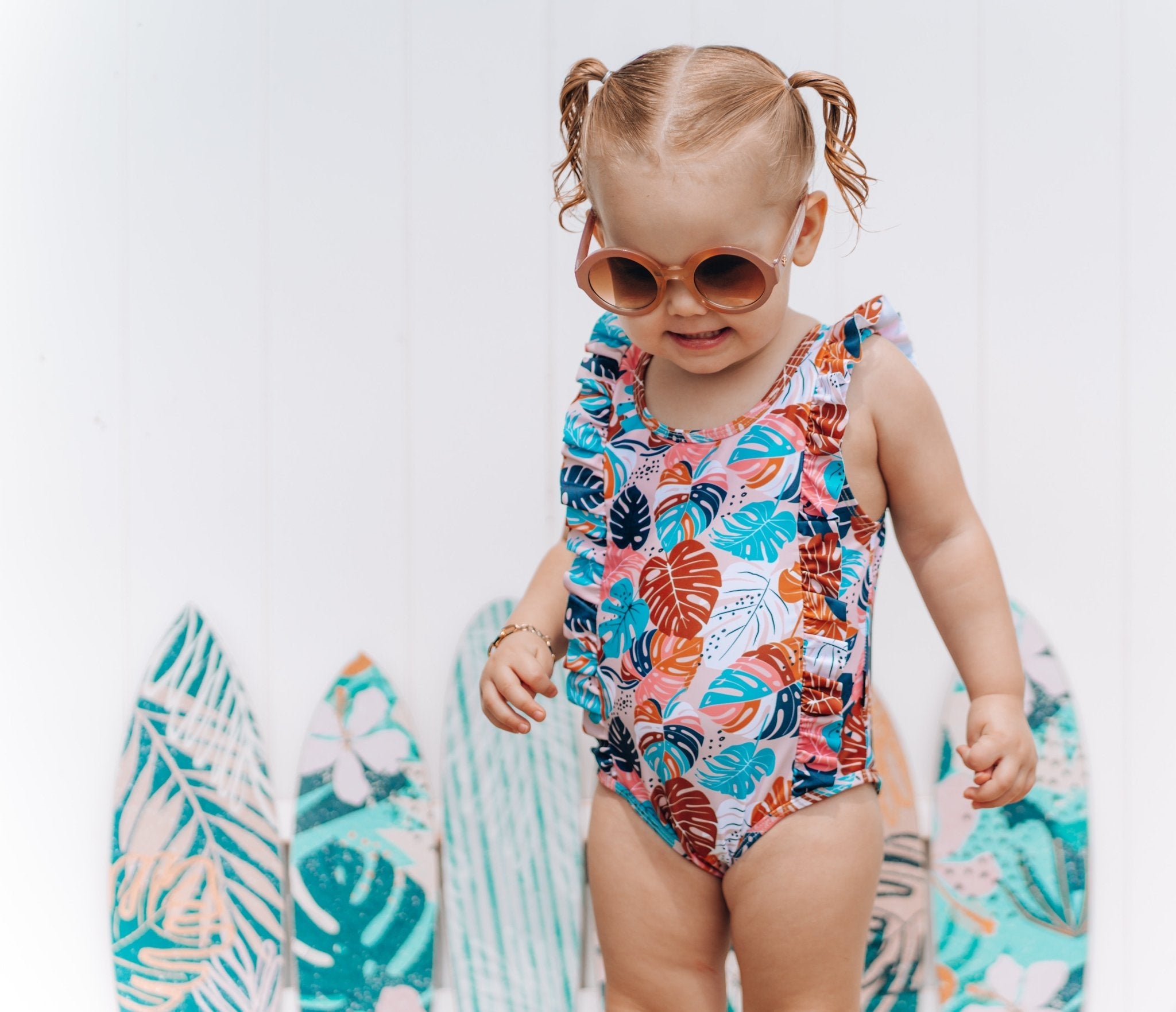 RUFFLE SWIMSUIT - Monstera - Tenth & Pine - Ruffle Swimsuit - 6/12m - millie + roo