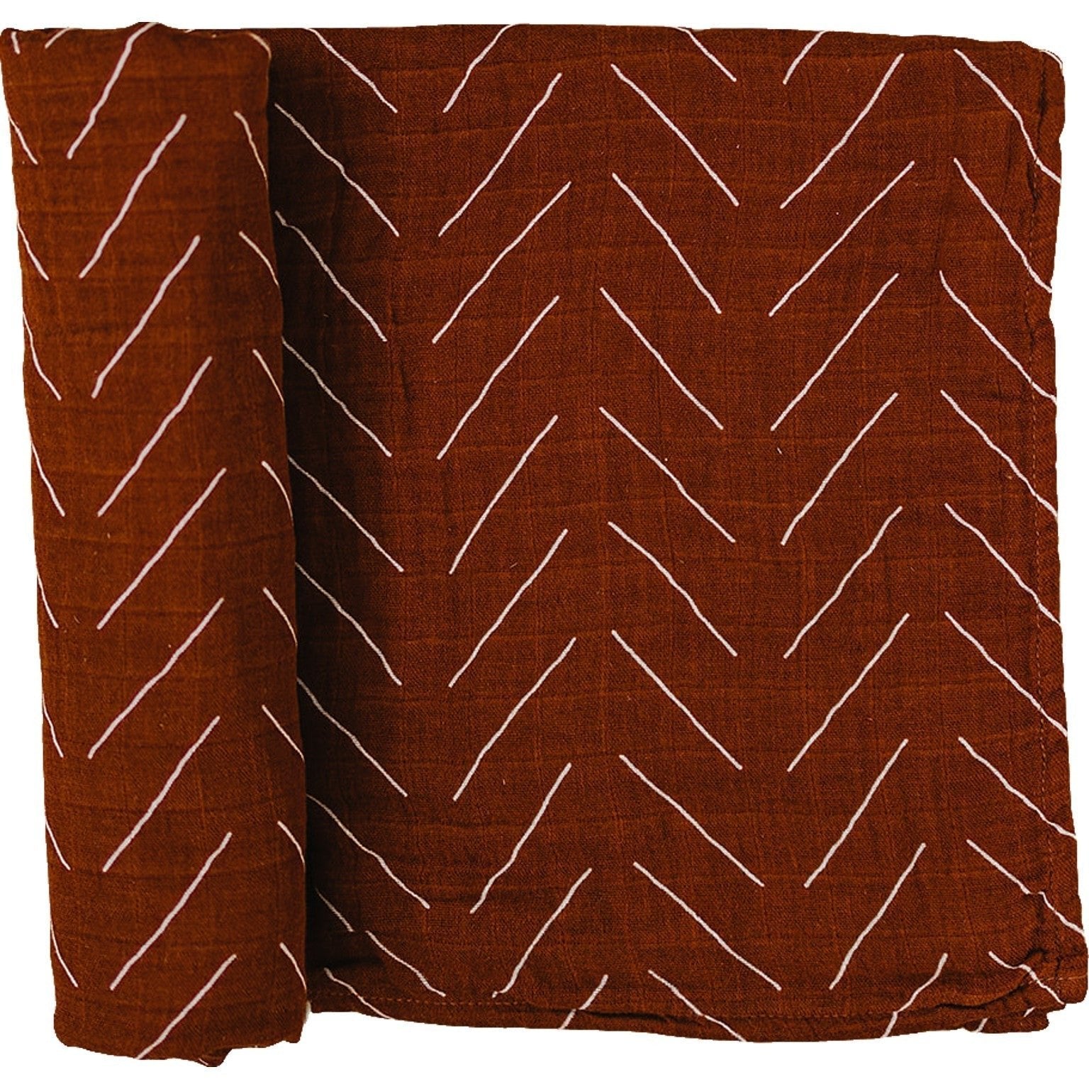 Rust Mudcloth Muslin Swaddle Blanket - Tenth & Pine -