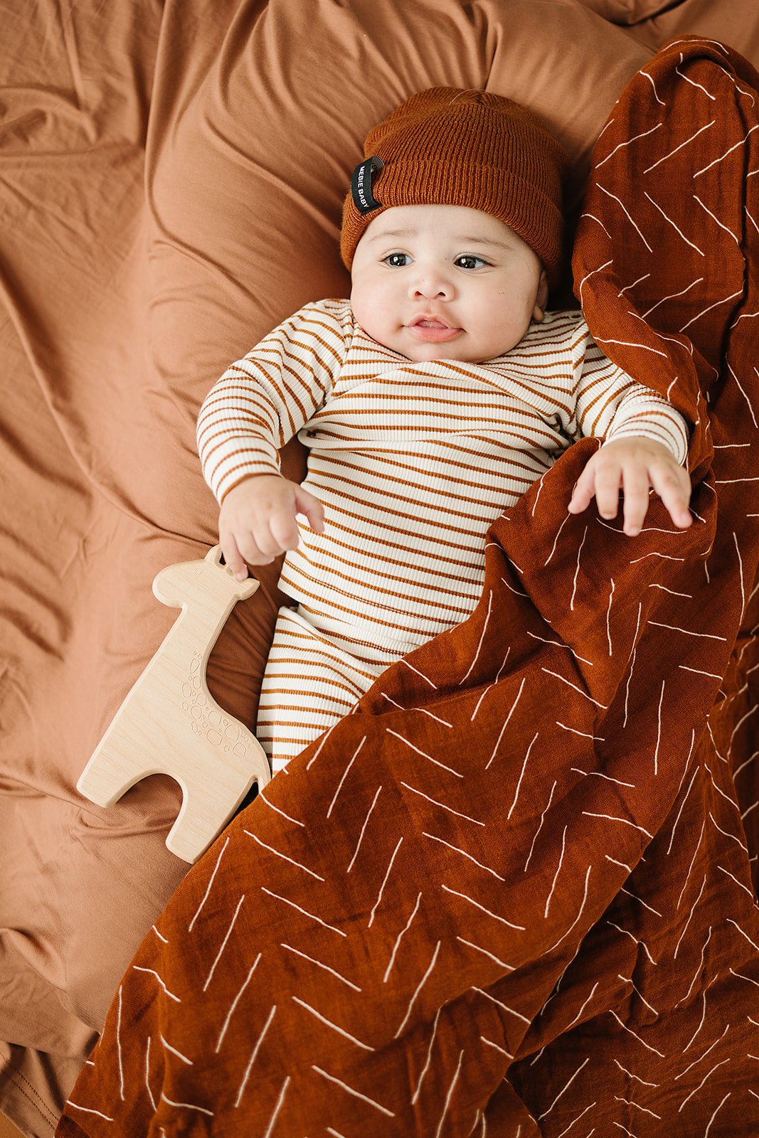 Rust Mudcloth Muslin Swaddle Blanket - Tenth & Pine -