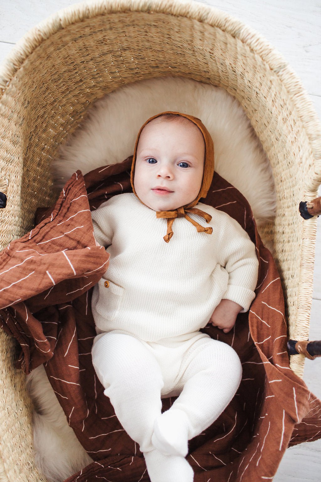 Rust Mudcloth Muslin Swaddle Blanket - Tenth & Pine -