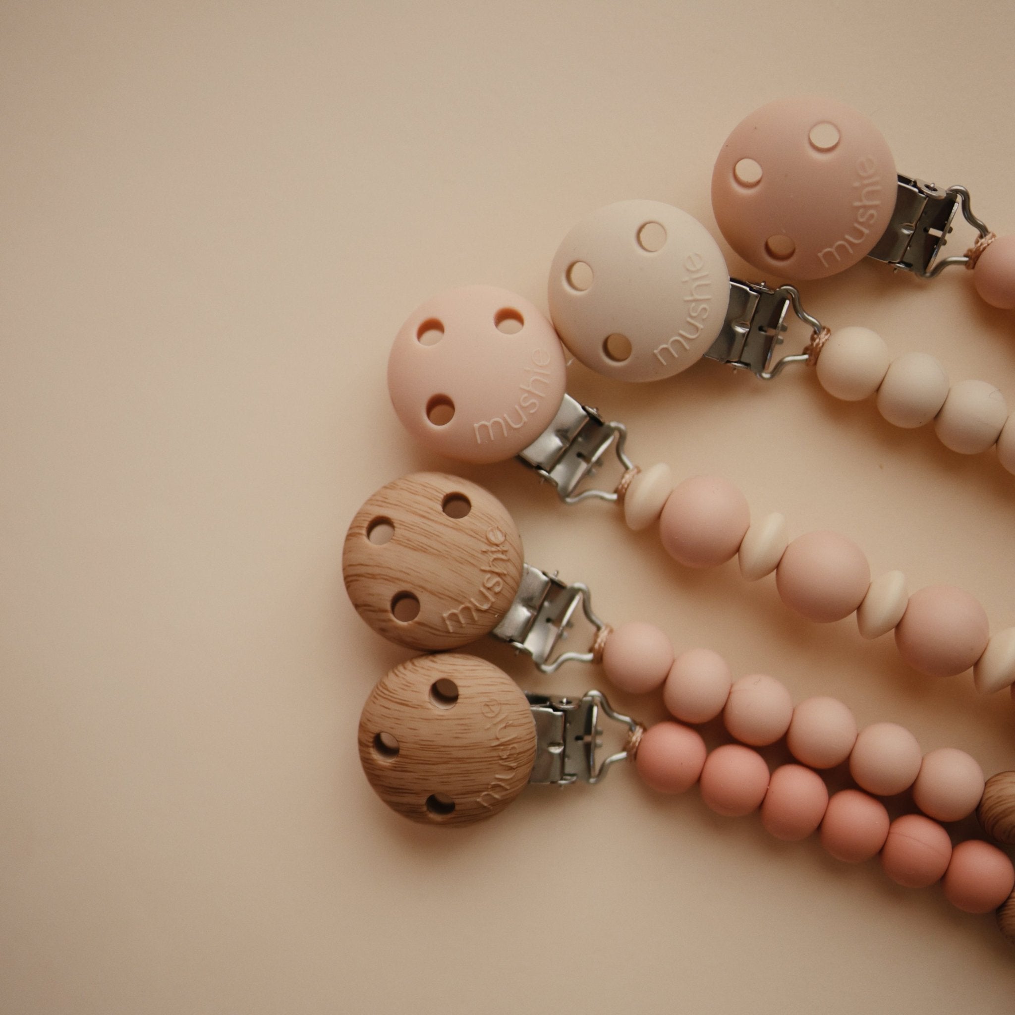 Silicone Pacifier Clip | Luna - Tenth & Pine - Pacifier Clip - Faux Wood