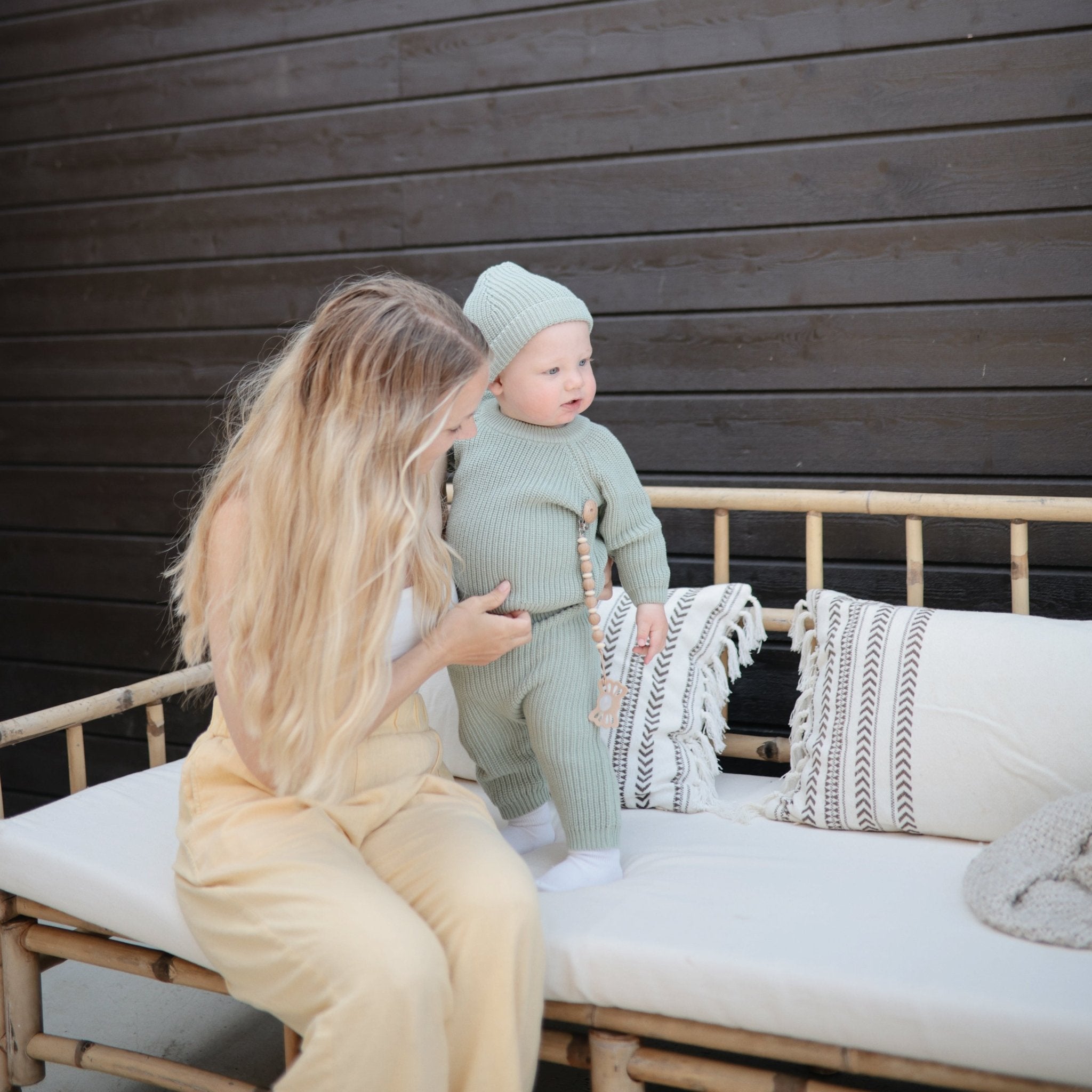 Silicone Pacifier Clip | Luna - Tenth & Pine - Pacifier Clip - Faux Wood