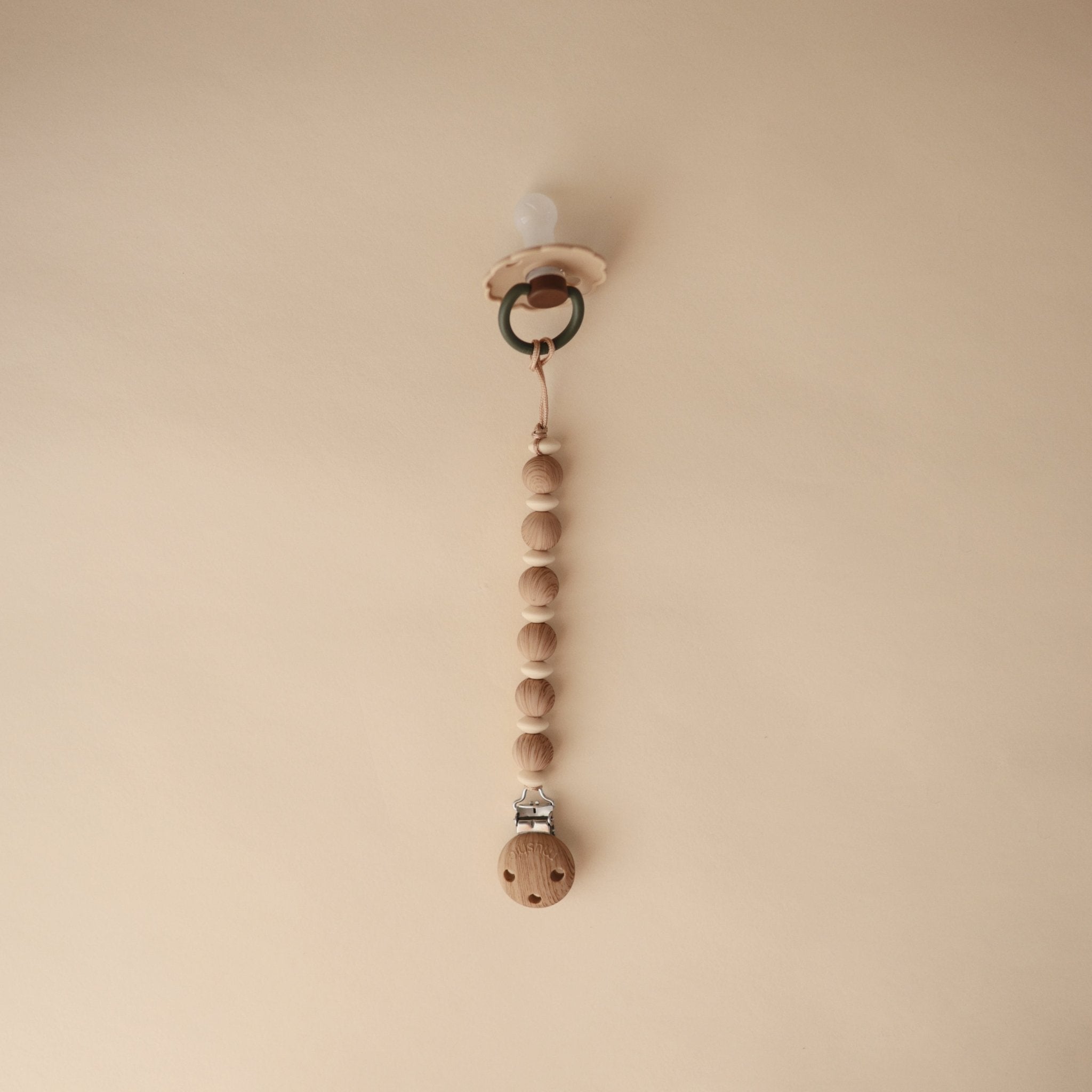 Silicone Pacifier Clip | Luna - Tenth & Pine - Pacifier Clip - Faux Wood