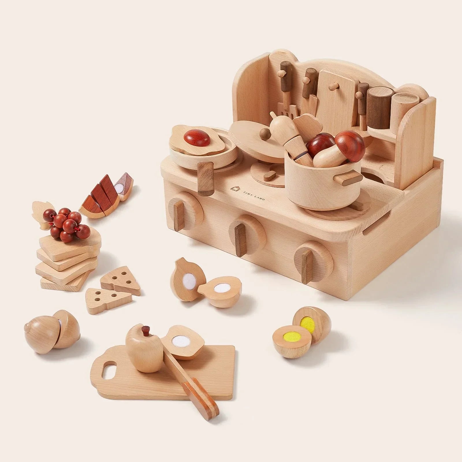 Tiny Land® Wooden Cut and Play Food Toys - Tenth & Pine - Toy Cookware -