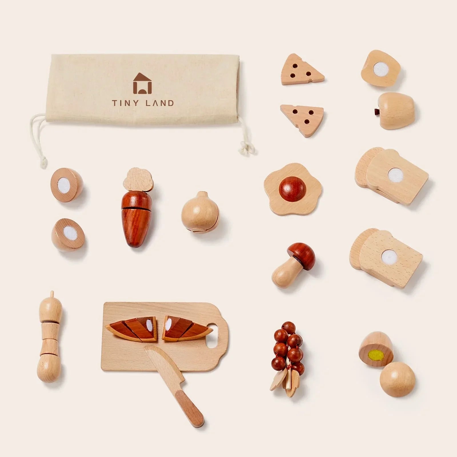 Tiny Land® Wooden Cut and Play Food Toys - Tenth & Pine - Toy Cookware -