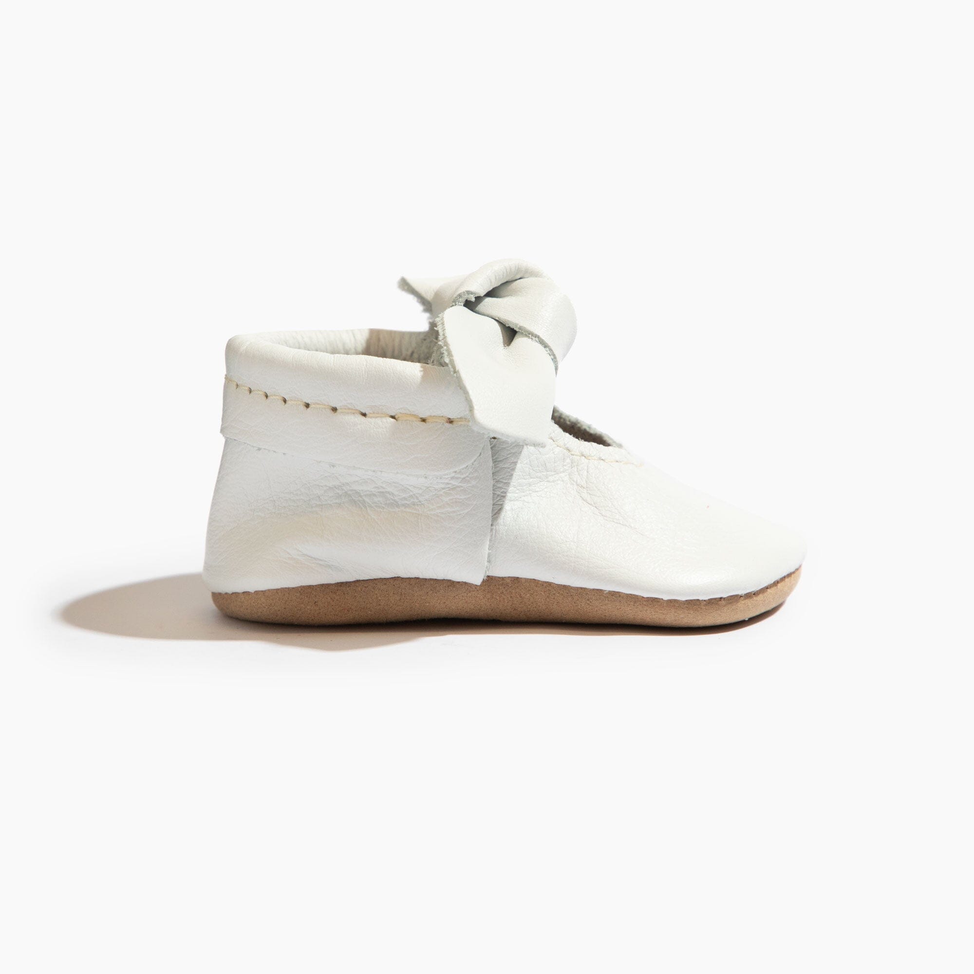 Toasted Bright White Knotted Bow Baby Shoe - Tenth & Pine - Knotted Bow Mocc - Soft Sole - 1