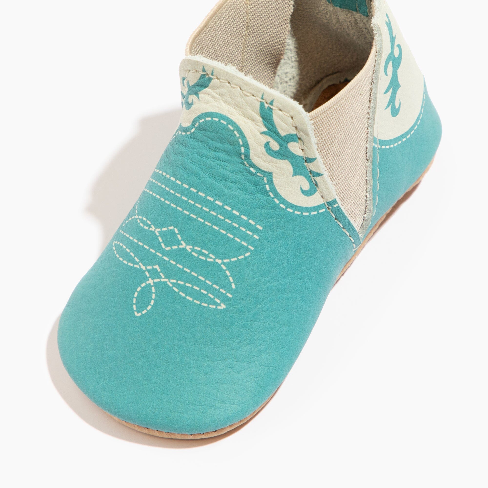 Turquoise Cowboy Chelsea Boot Baby Shoe - Tenth & Pine - Chelsea Boot - Soft Sole - 1