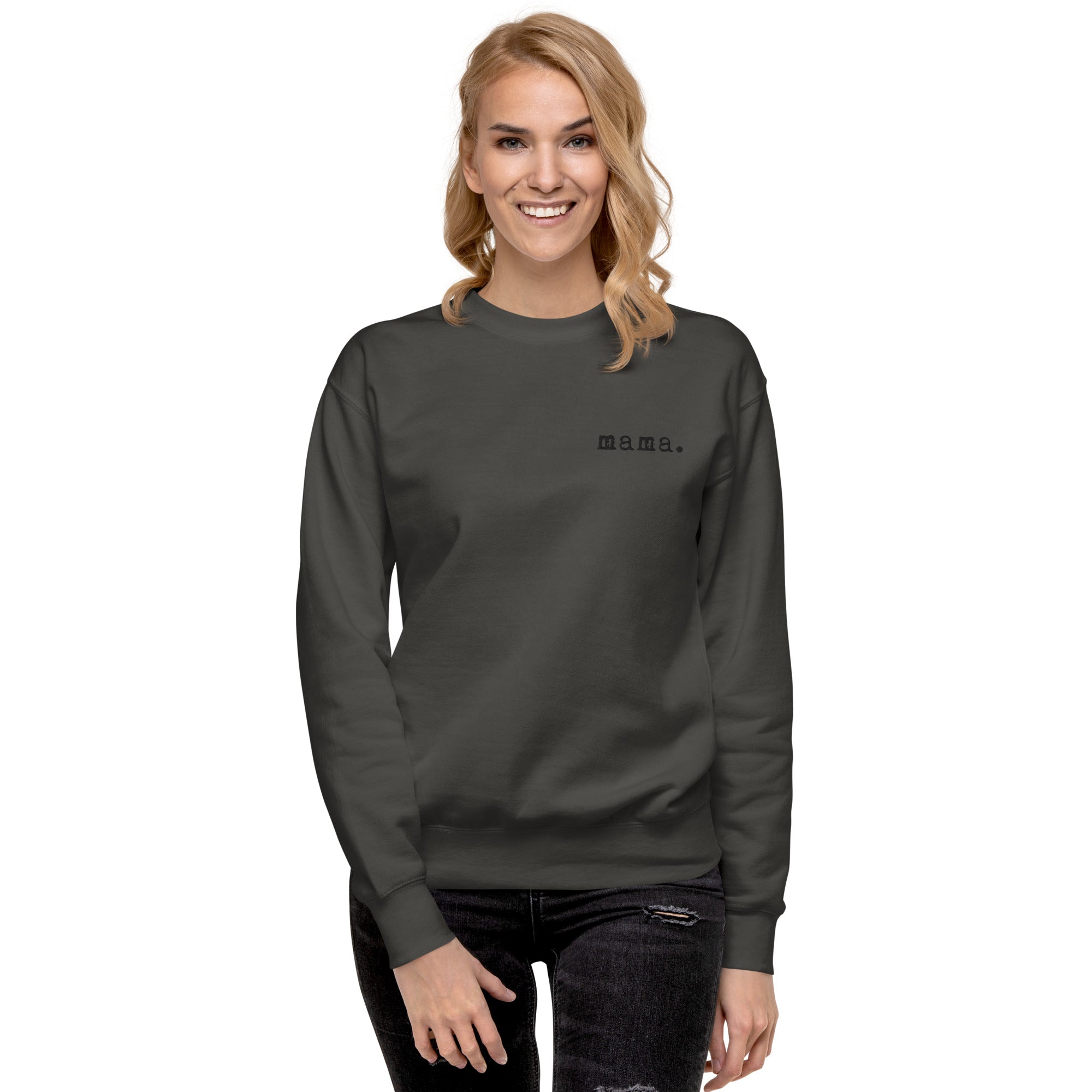 Mama. Embroidered | Premium Adult Sweatshirt - Tenth & Pine - S - Vintage Black