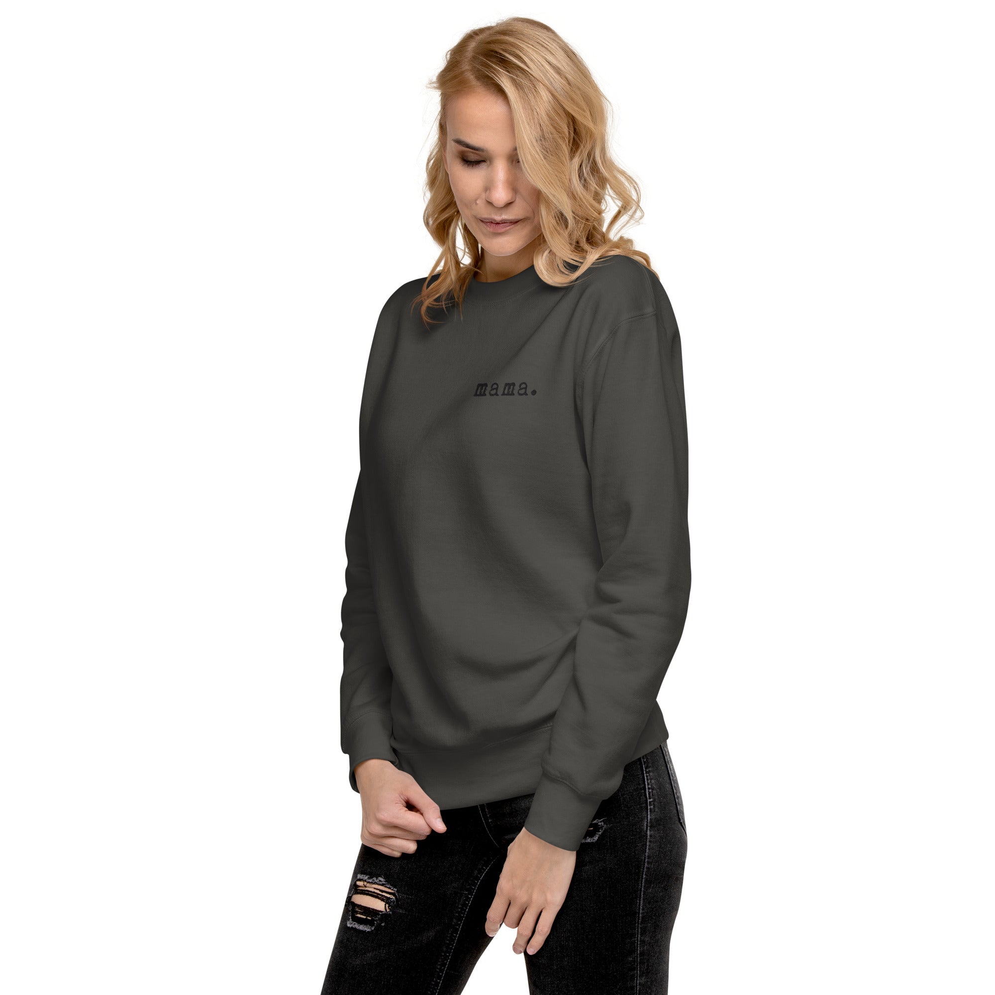 Mama. Embroidered | Premium Adult Sweatshirt - Tenth & Pine - S - Vintage Black