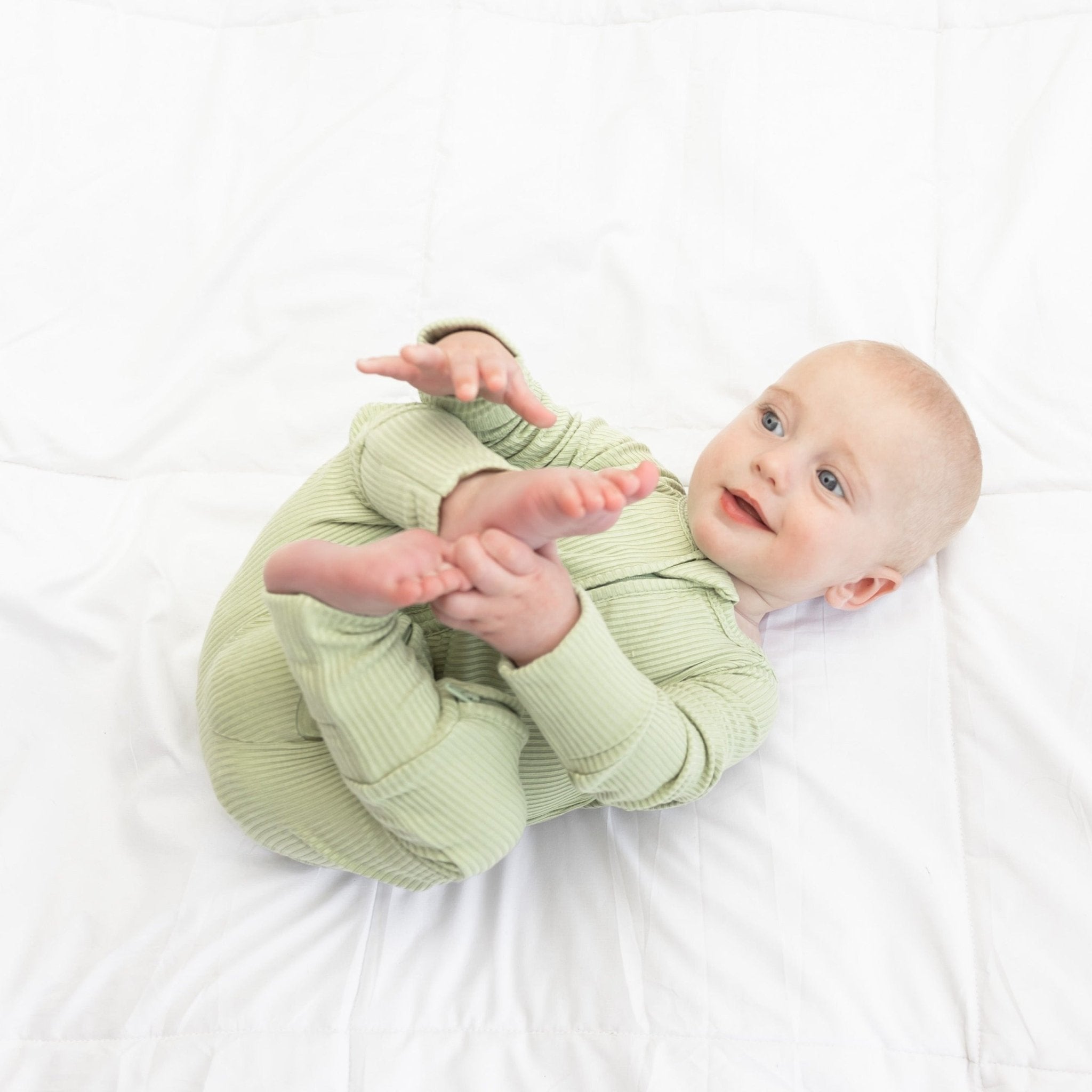 ZIP ROMPER - Pistachio Ribbed - Tenth & Pine - zip rompers - ribbed - 0/3m