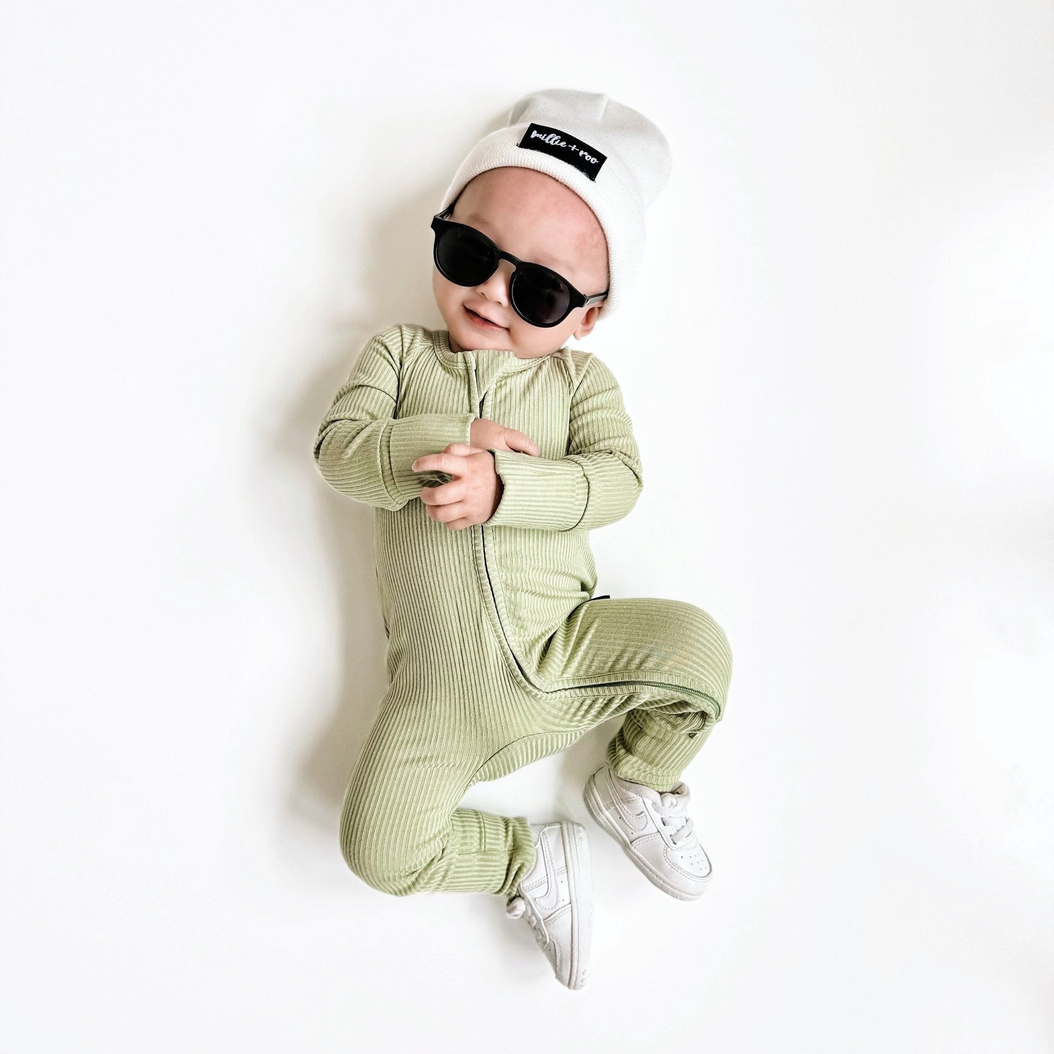 ZIP ROMPER - Pistachio Ribbed - Tenth & Pine - zip rompers - ribbed - 0/3m