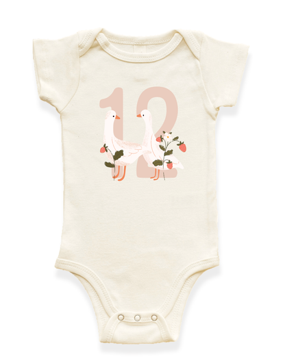 Goose Monthly Milestone Organic Baby Bodysuit