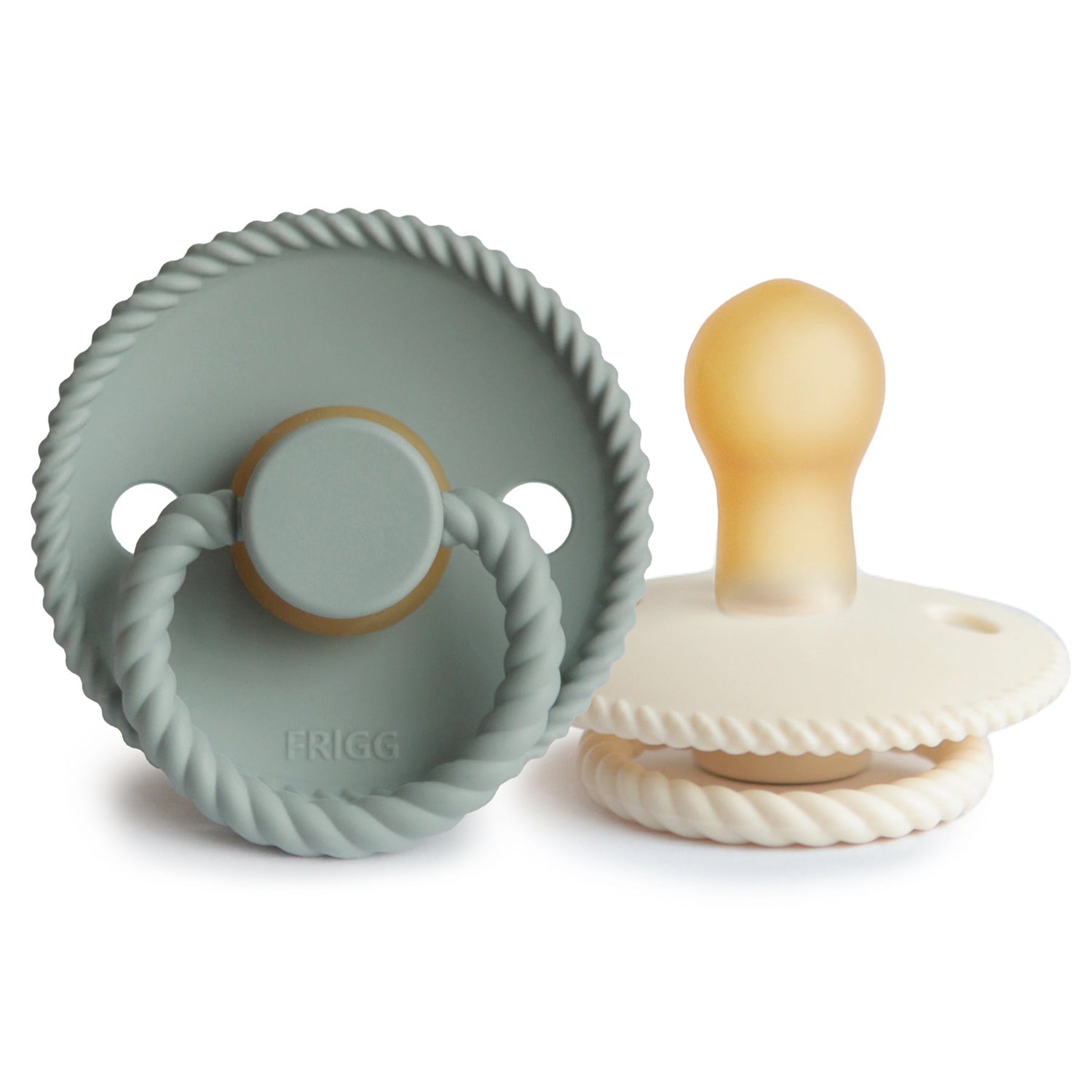 FRIGG Rope Natural Rubber Pacifier 2 - Pack - Tenth &amp; Pine - FRIGG PACIFIERS - 6 - 18 months - Silver Gray/French Gray