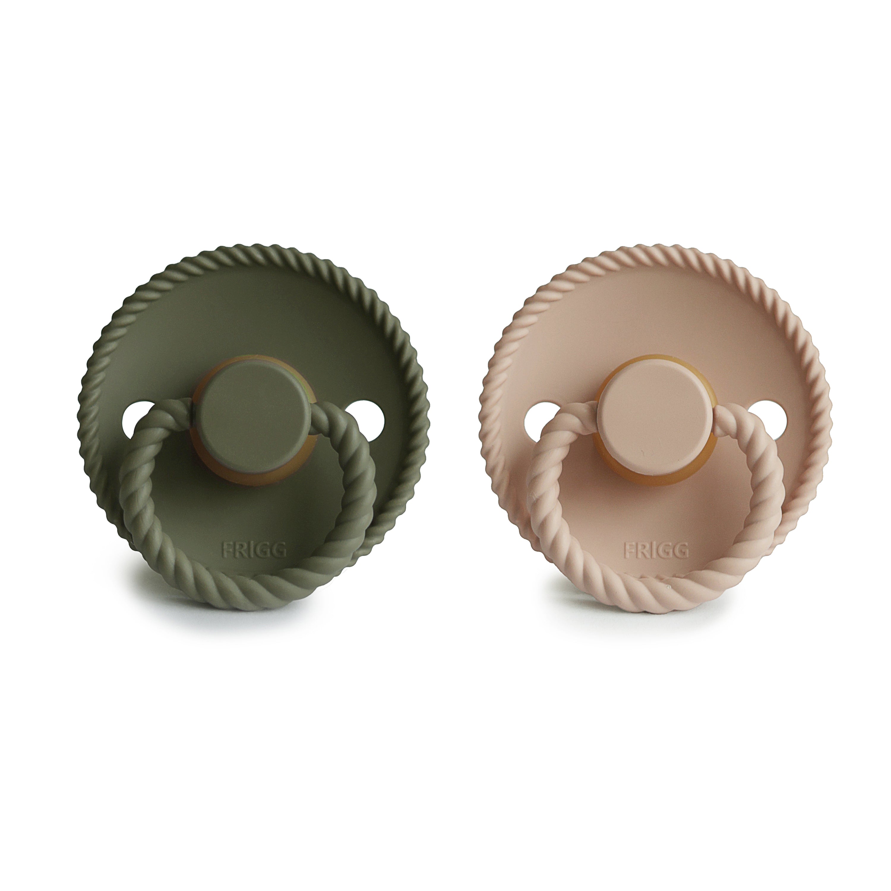 FRIGG Rope Natural Rubber Pacifier 2 - Pack - Tenth &amp; Pine - FRIGG PACIFIERS - 6 - 18 months - Cream/Green Tea