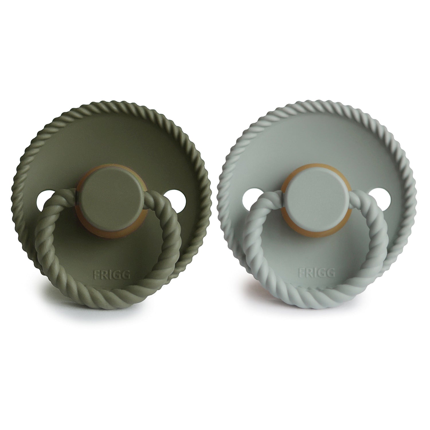 FRIGG Rope Natural Rubber Pacifier 2 - Pack - Tenth &amp; Pine - FRIGG PACIFIERS - 6 - 18 months - Cream/Green Tea