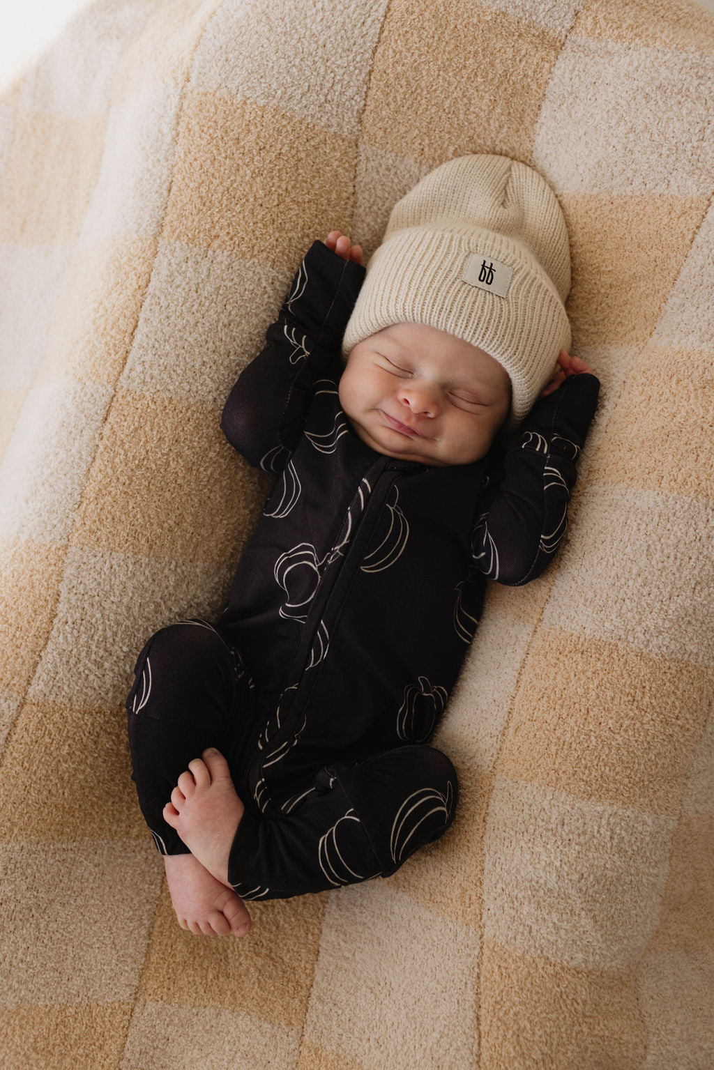 Plush Blanket  | Peaches &amp; Cream Checkerboard