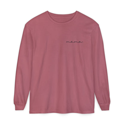 mama. in Cursive T-shirt | Adult Long Sleeve Tee