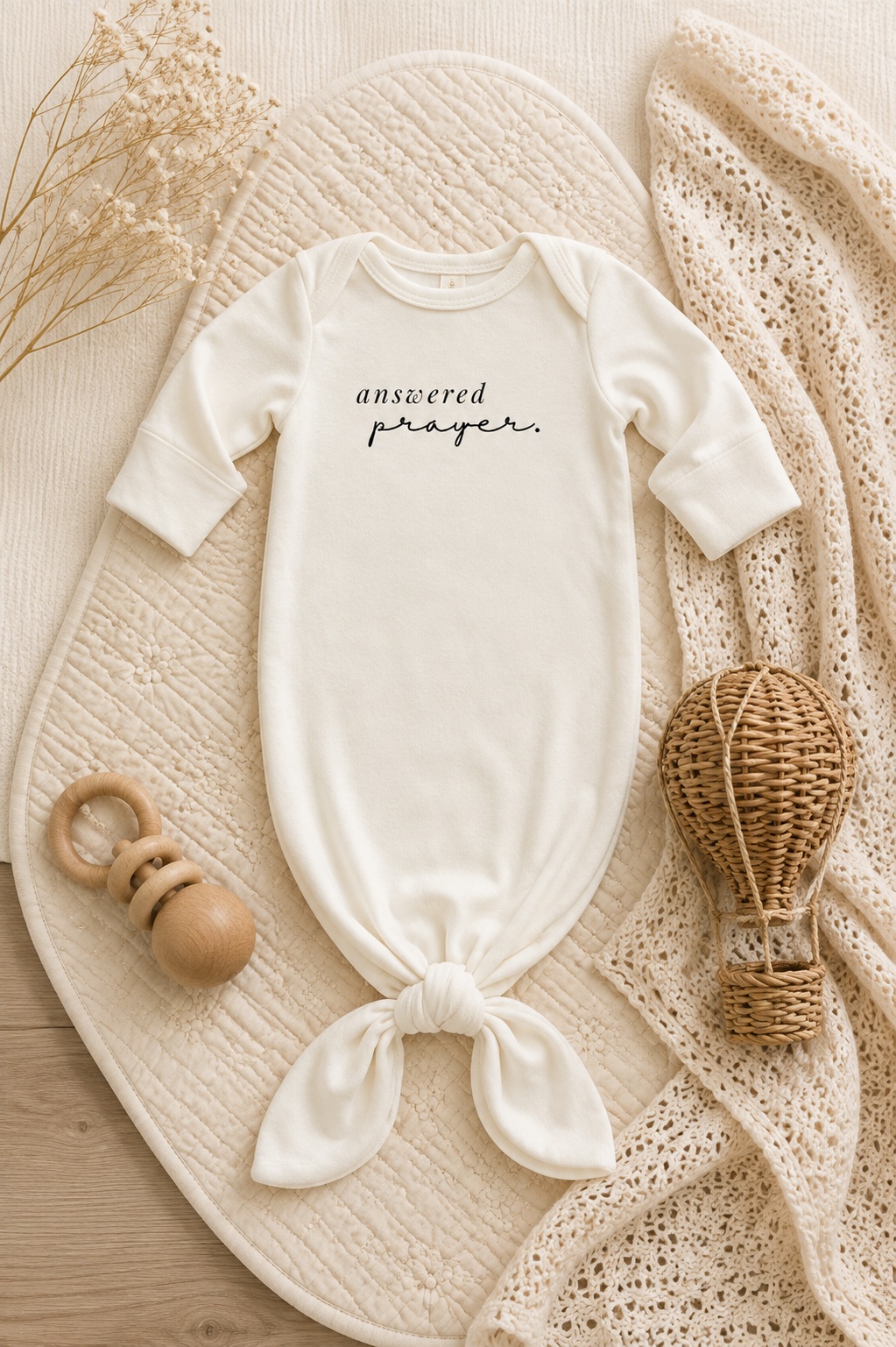 Answered Prayer Organic Newborn Knotted Gown