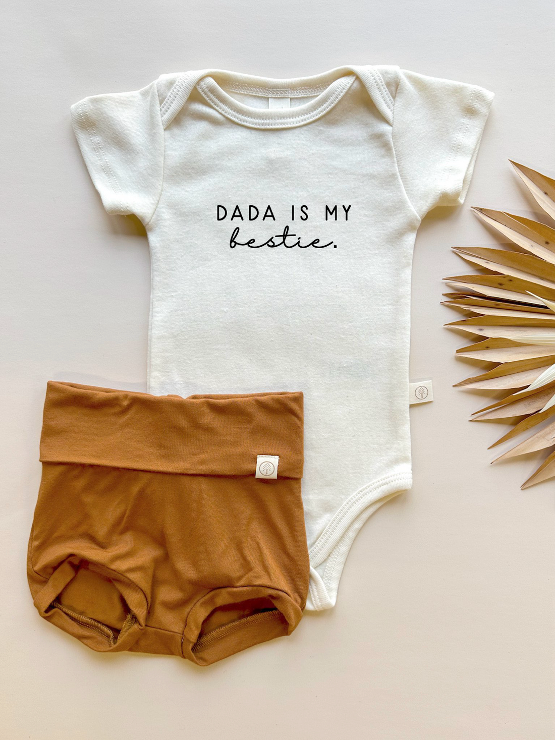 Dada Bestie | Bamboo Fold Over Bloomers and Organic Cotton Bodysuit Set | Ginger