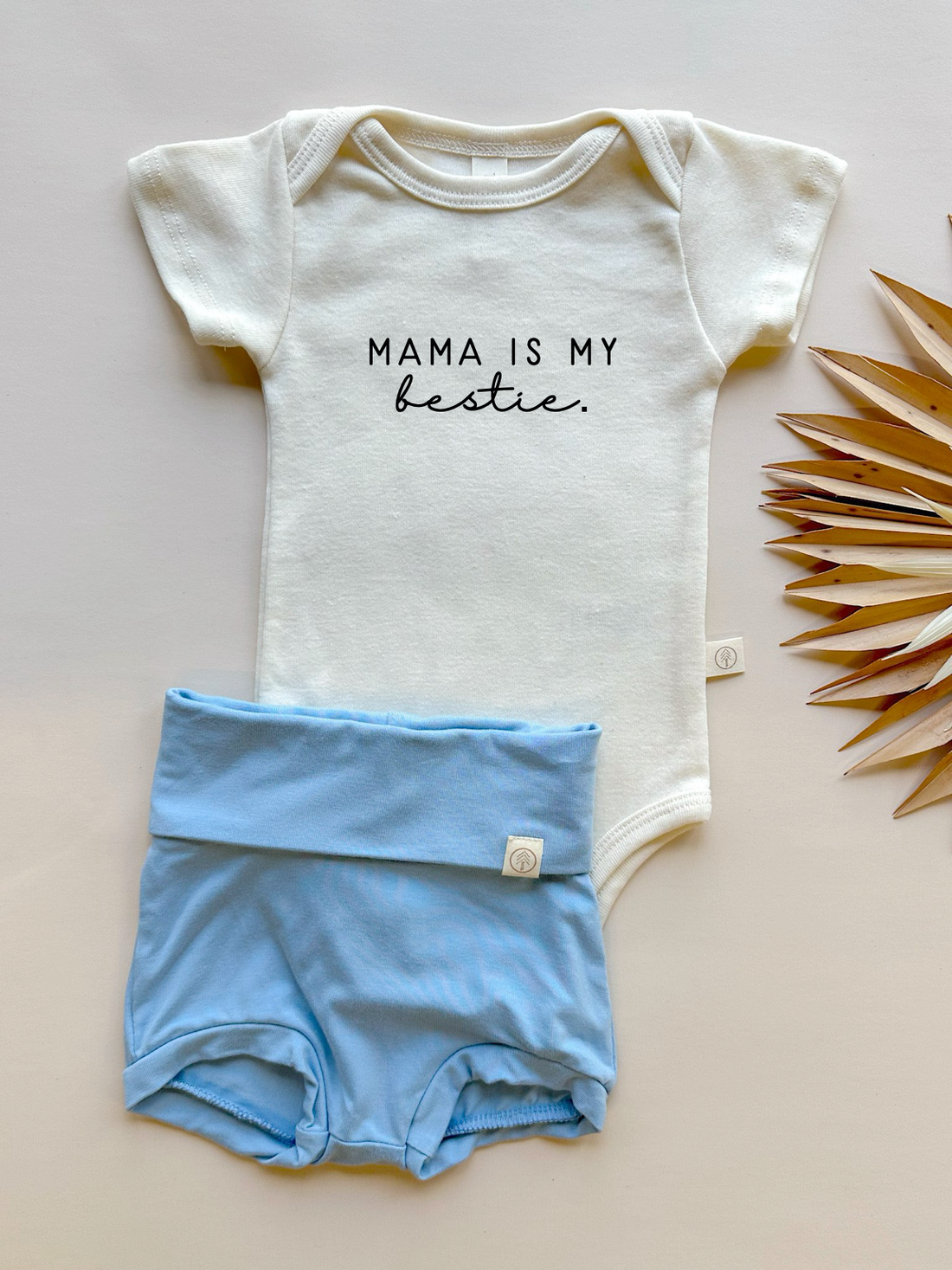 Mama Bestie | Bamboo Fold Over Bloomers and Organic Cotton Bodysuit Set | Ocean