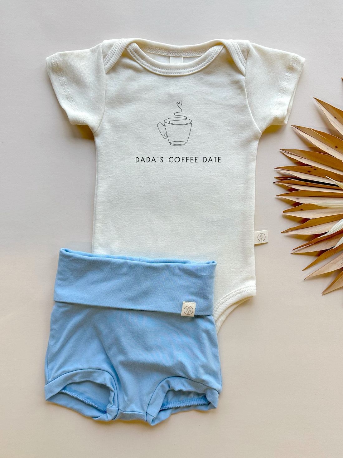 Dadas Coffee Date | Bamboo Fold Over Bloomers and Organic Cotton Bodysuit Set | Ocean