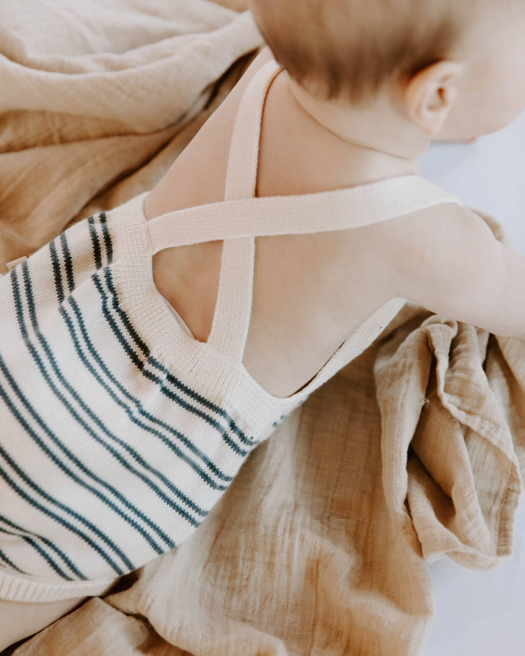 Organic Cotton Stripe Knit Bubble Romper