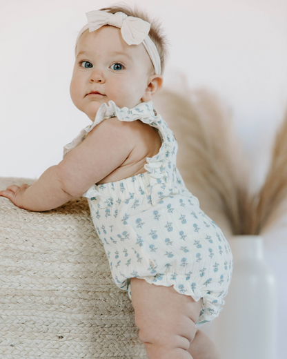 Organic Cotton Muslin Flutter Sleeve Bubble Romper