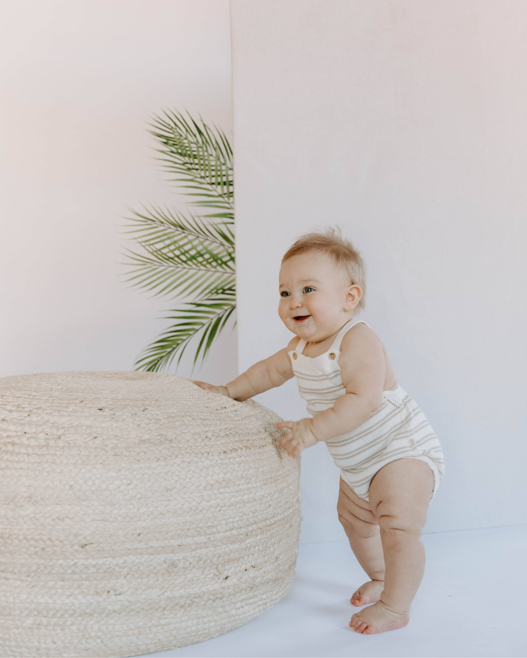Organic Cotton Stripe Knit Bubble Romper
