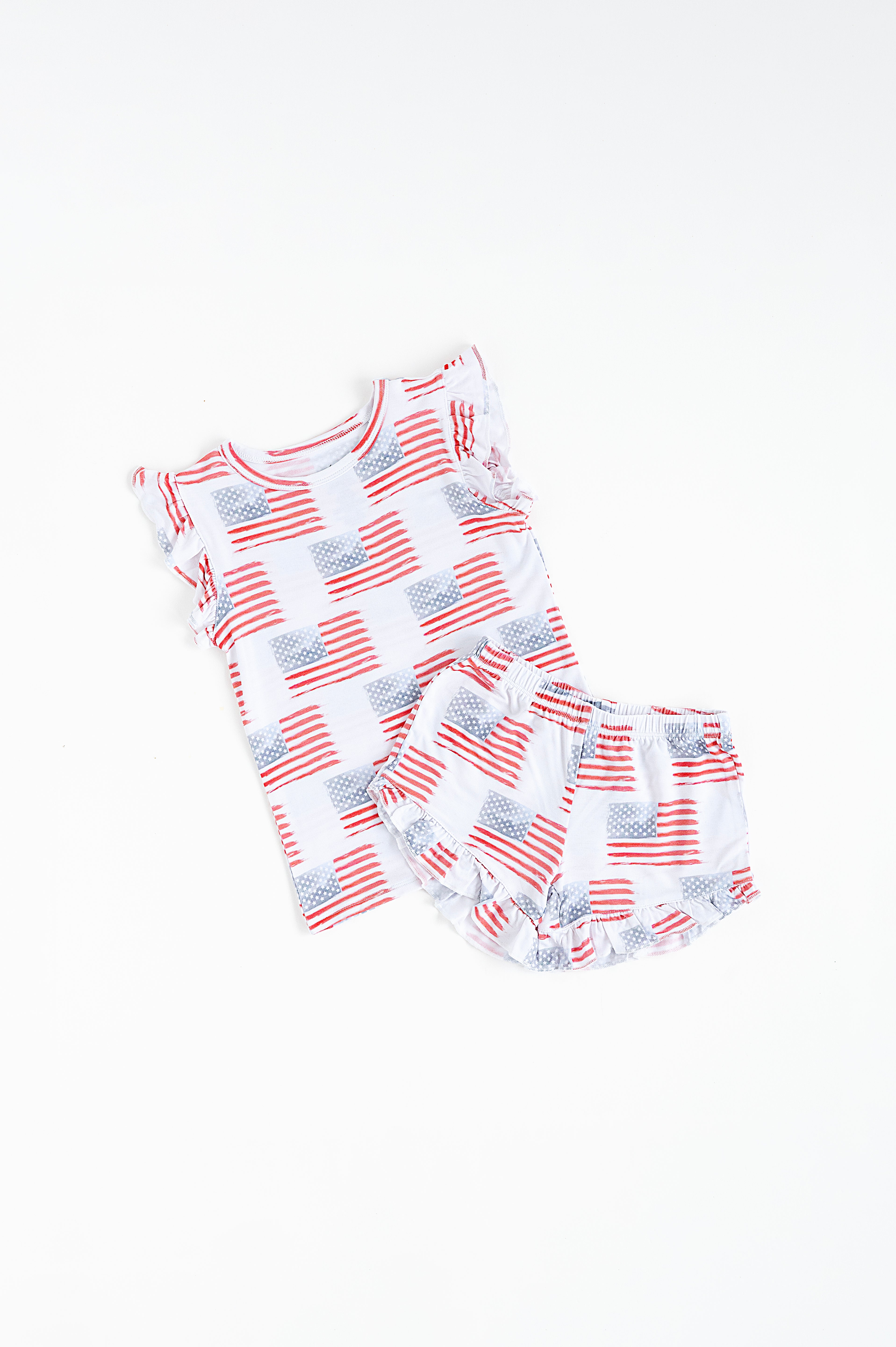 American Flag Ruffle Short Set