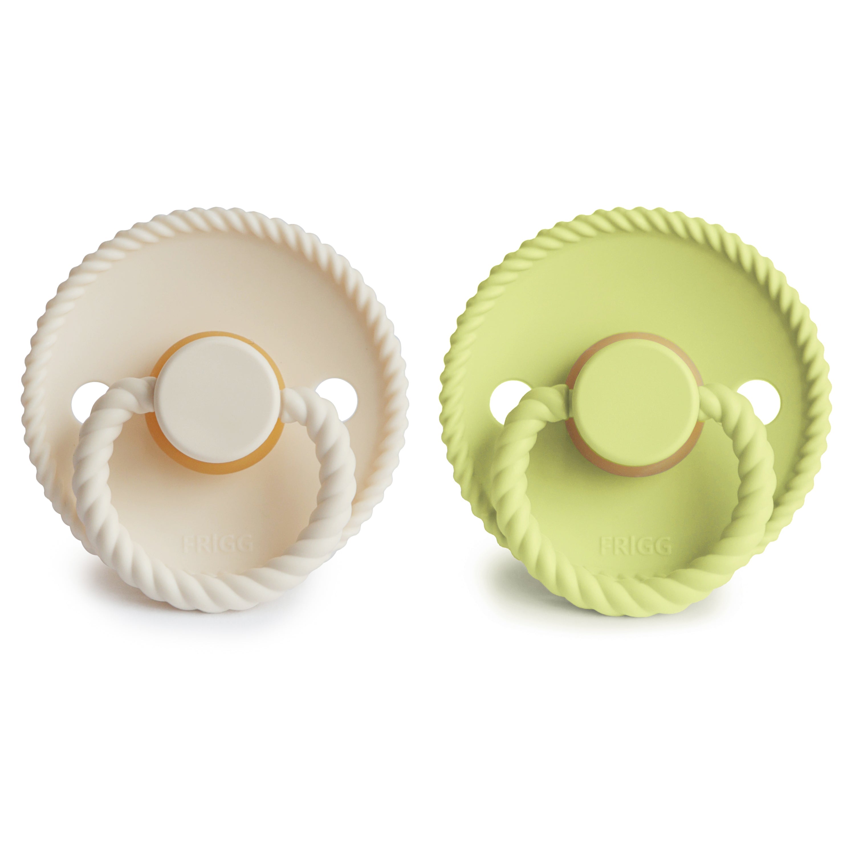 FRIGG Rope Natural Rubber Pacifier 2 - Pack - Tenth &amp; Pine - FRIGG PACIFIERS - 6 - 18 months - Cream/Green Tea