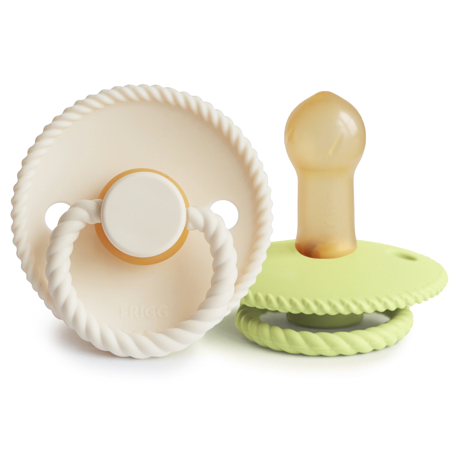 FRIGG Rope Natural Rubber Pacifier 2 - Pack - Tenth &amp; Pine - FRIGG PACIFIERS - 6 - 18 months - Cream/Green Tea