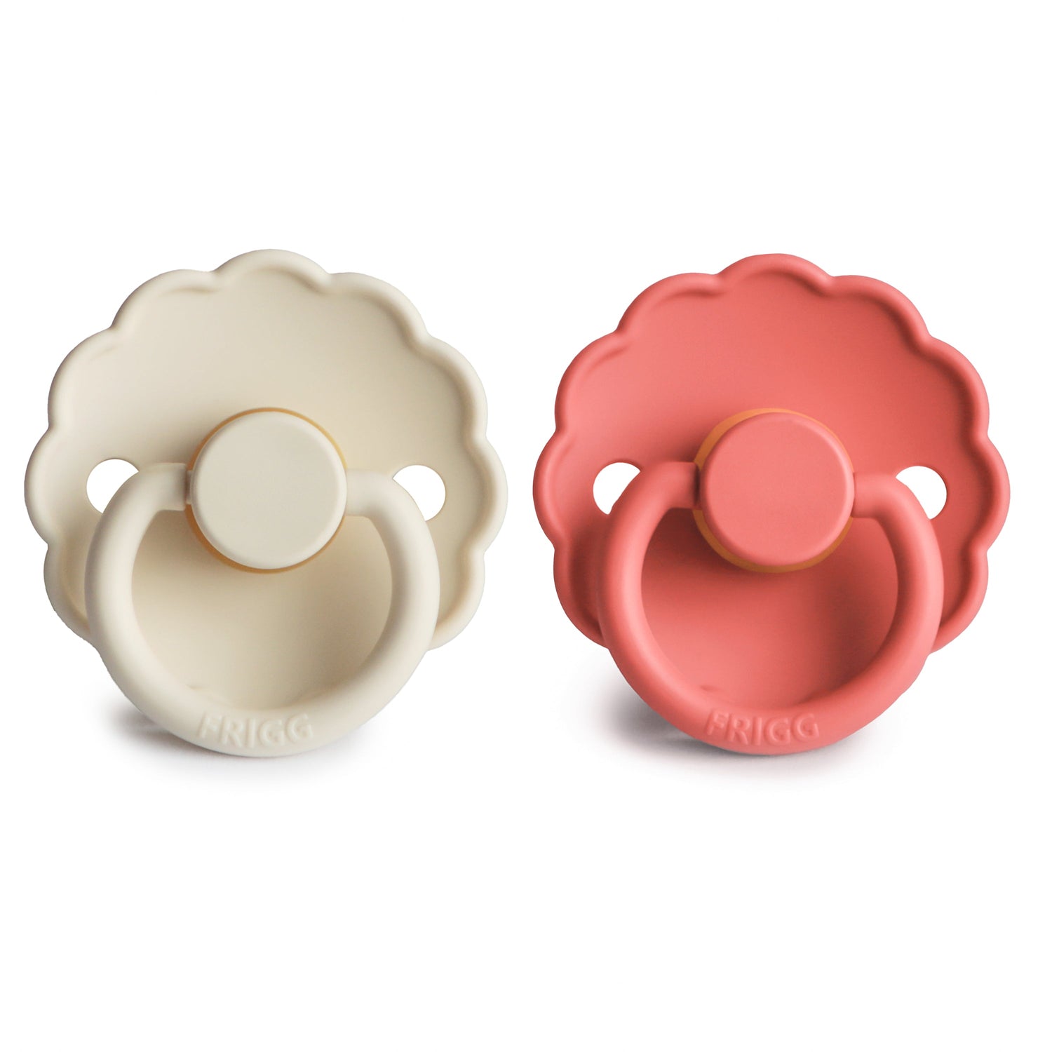 FRIGG Daisy Natural Rubber Pacifier 2 - Pack - Tenth &amp; Pine - FRIGG PACIFIERS - 6 - 18 months - Pink Cream/Poppy