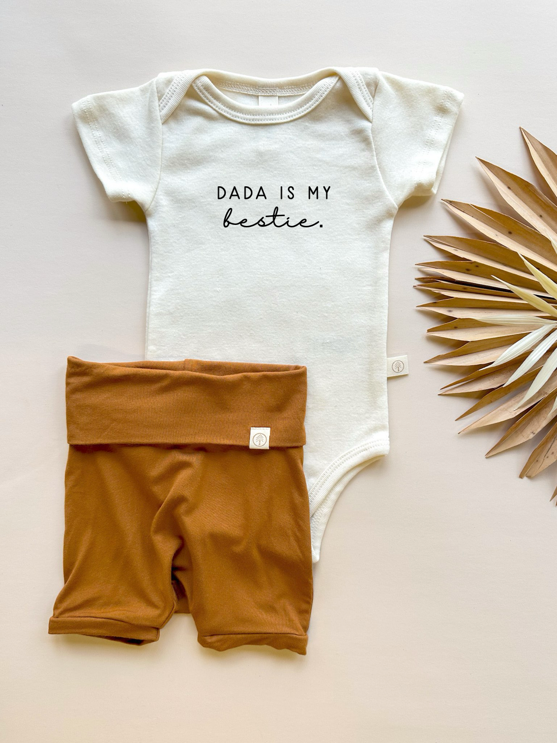 Dada Bestie | Bamboo Fold Over Shorties and Organic Cotton Bodysuit Set | Ginger