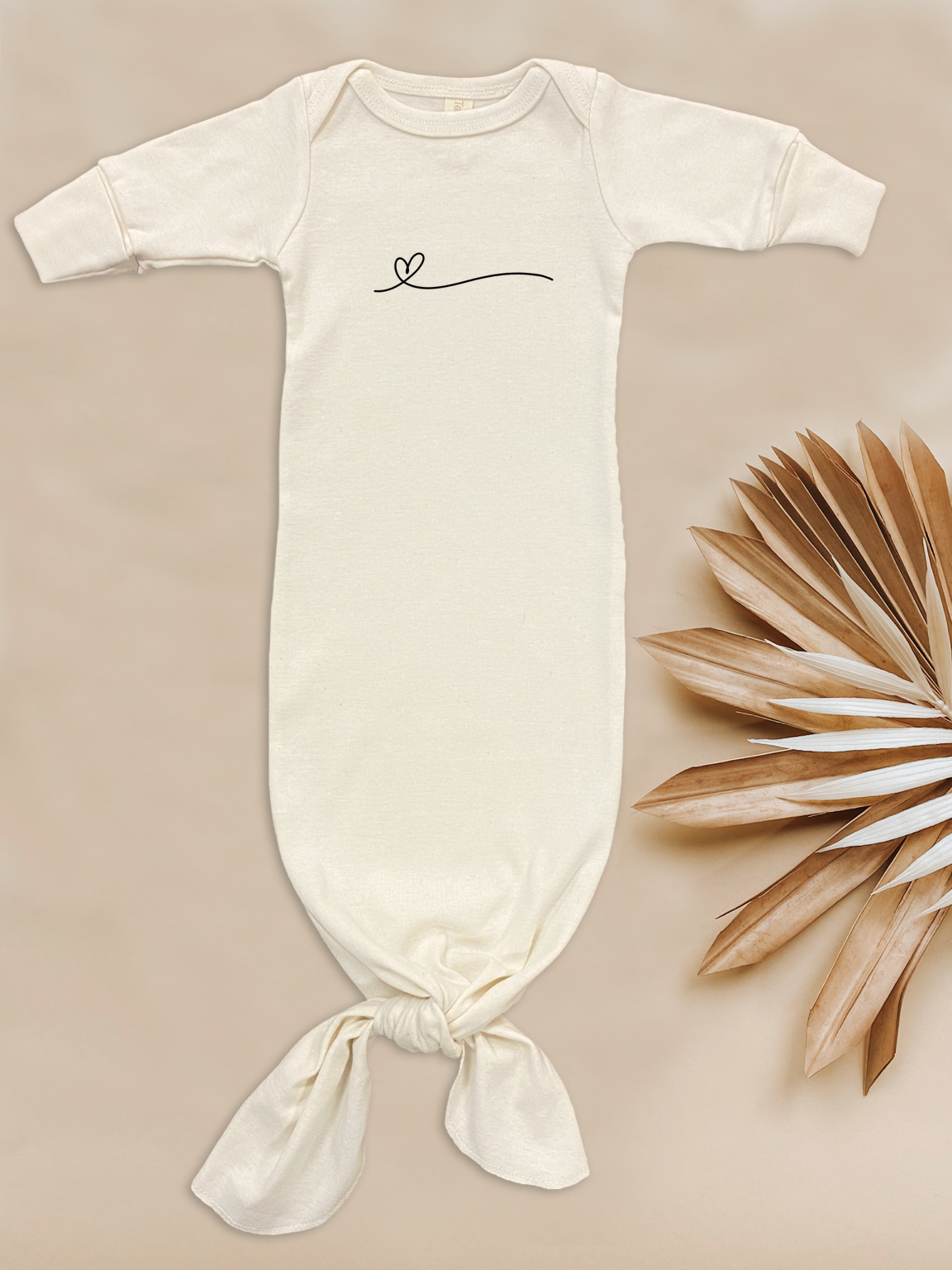 One Line Heart - Organic Cotton Infant Tie Gown