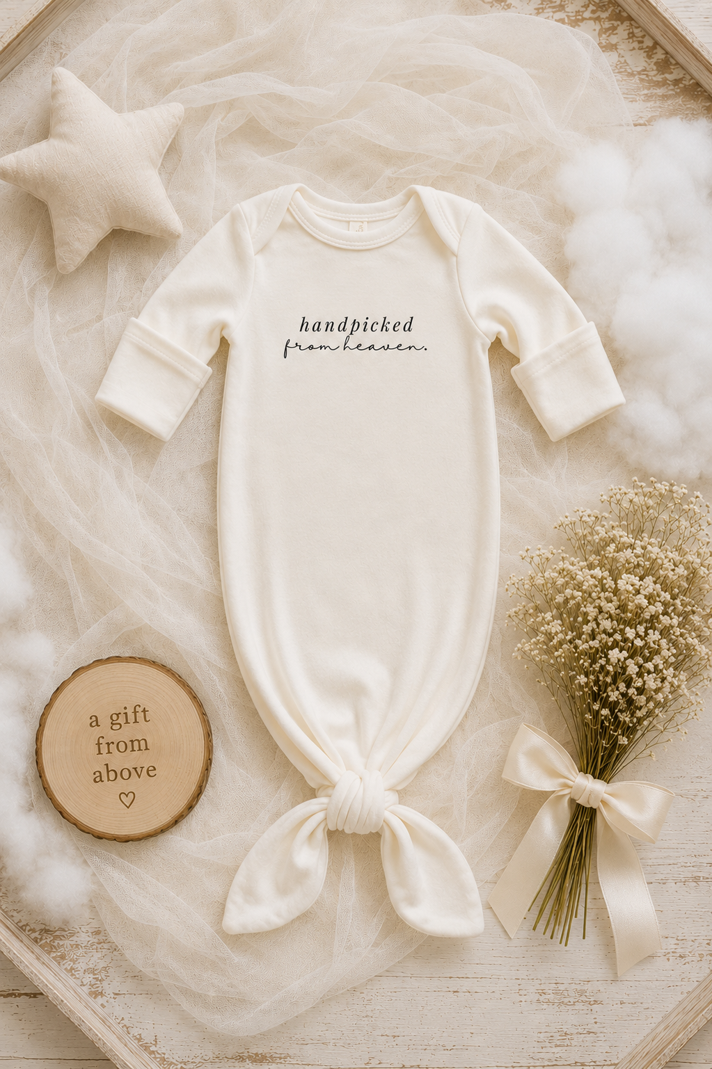 Handpicked from Heaven Organic Newborn Knotted Gown