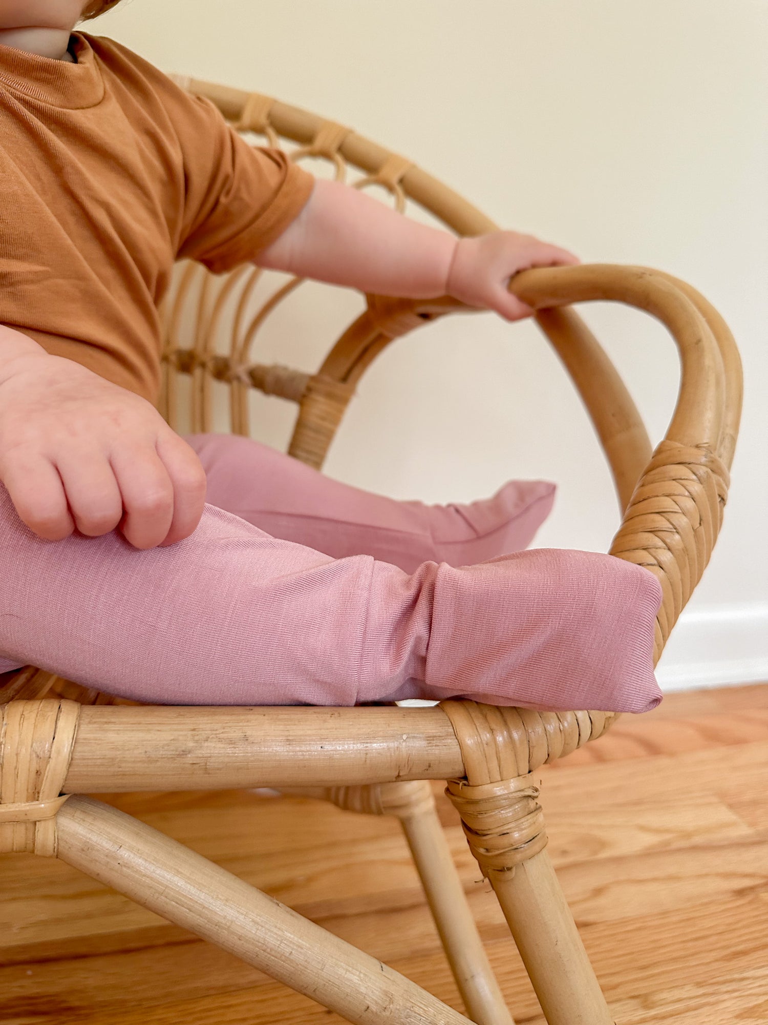 Fold Over Footie Leggings | Dusty Pink | Luxury Bamboo