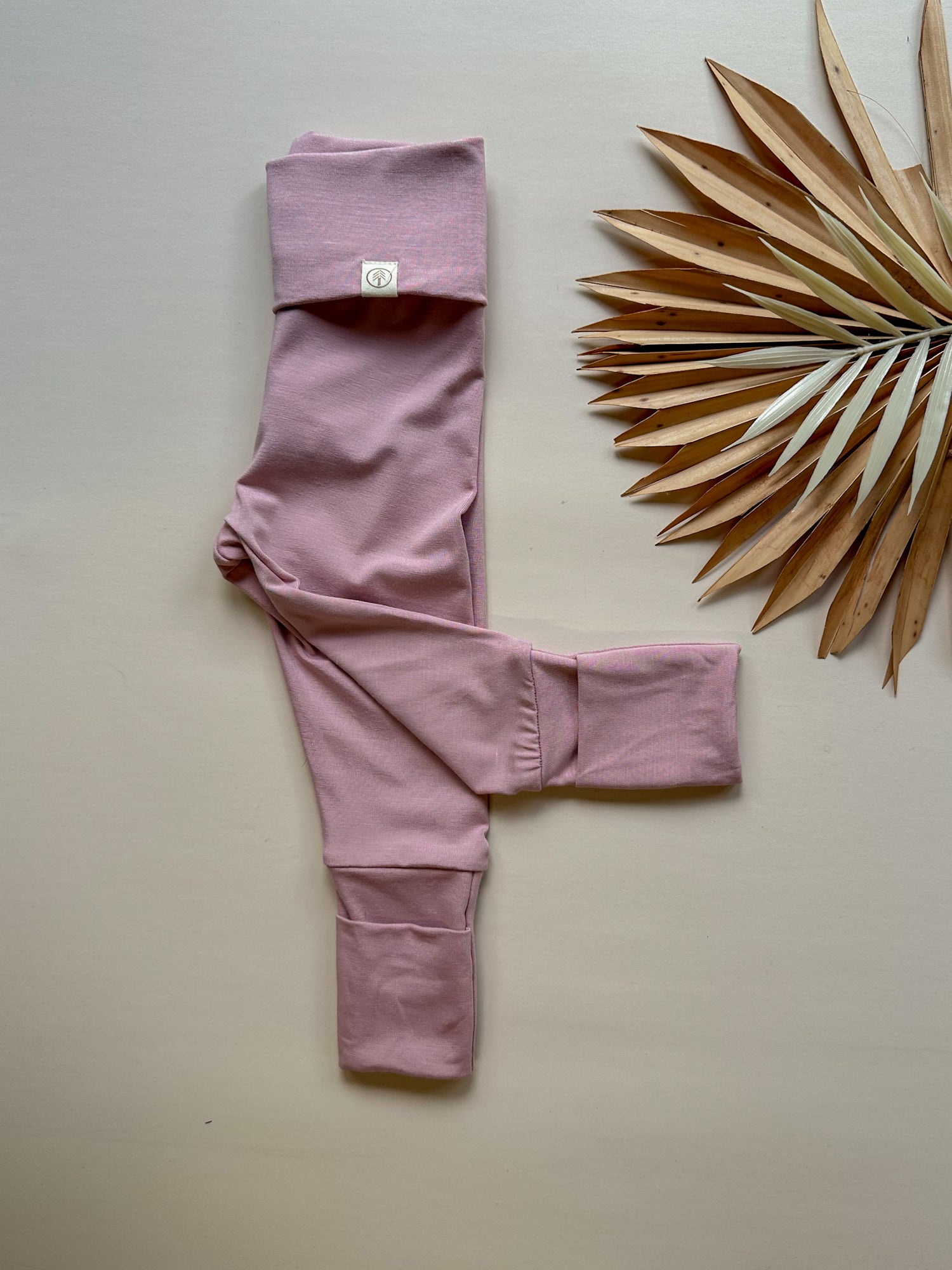 Fold Over Footie Leggings | Dusty Pink | Luxury Bamboo