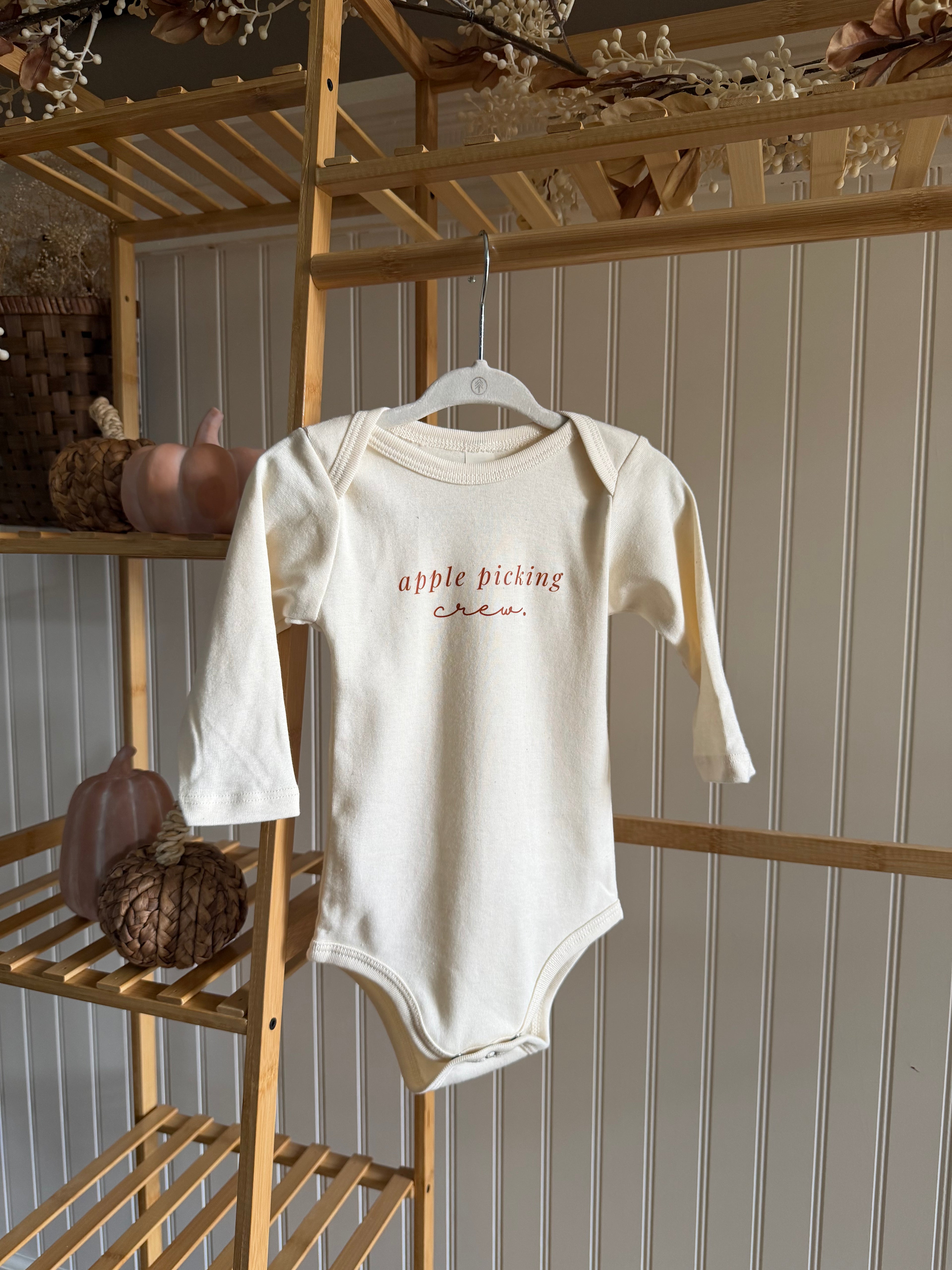 Apple Picking Crew Organic Bodysuit Long Sleeve