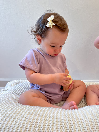 Short Sleeve Snap Romper | Dusty Purple | Luxury Bamboo