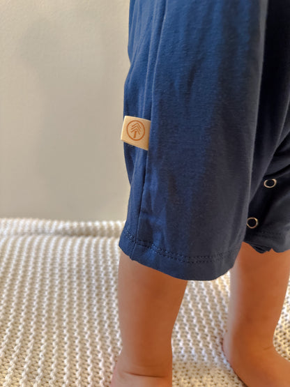 Short Sleeve Snap Romper | Slate Blue | Luxury Bamboo