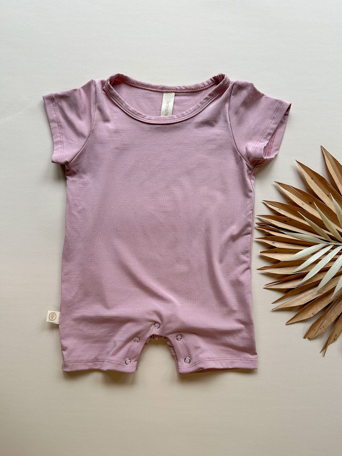 Short Sleeve Snap Romper | Dusty Pink | Luxury Bamboo