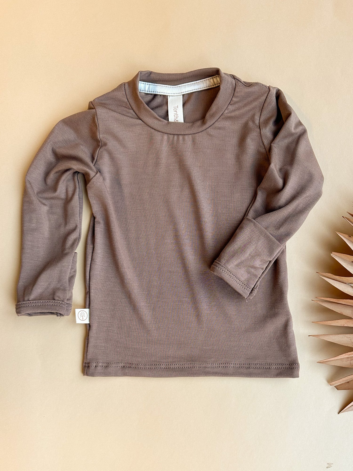 0/3m, 3/6m| Long Sleeve Essential Tee | Mocha | Bamboo