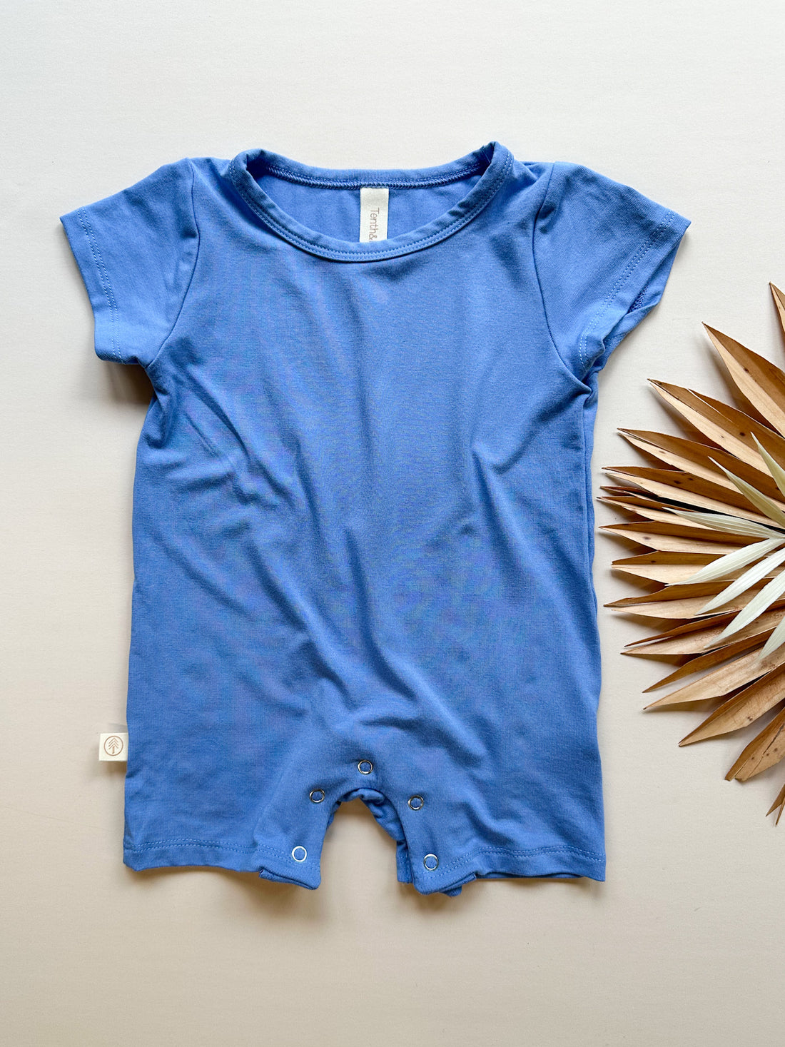 Short Sleeve Snap Romper | Pacific Blue | Luxury Bamboo